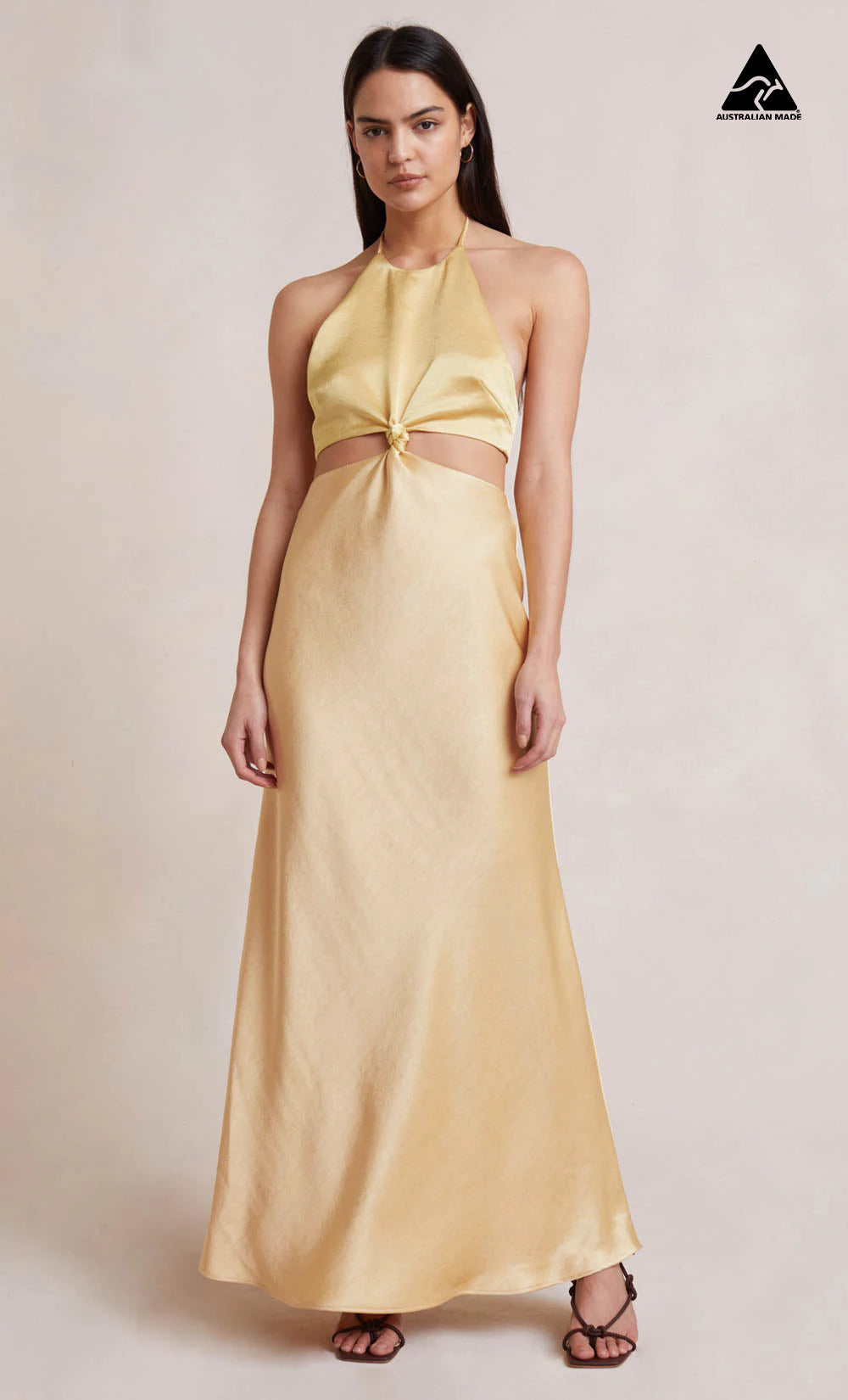 Carrie Halter Maxi Dress for Women - Flowy Summer Beach Dress in Multi Yellow | Boho Chic Sundress for Vacation, Pool Party & Date Night