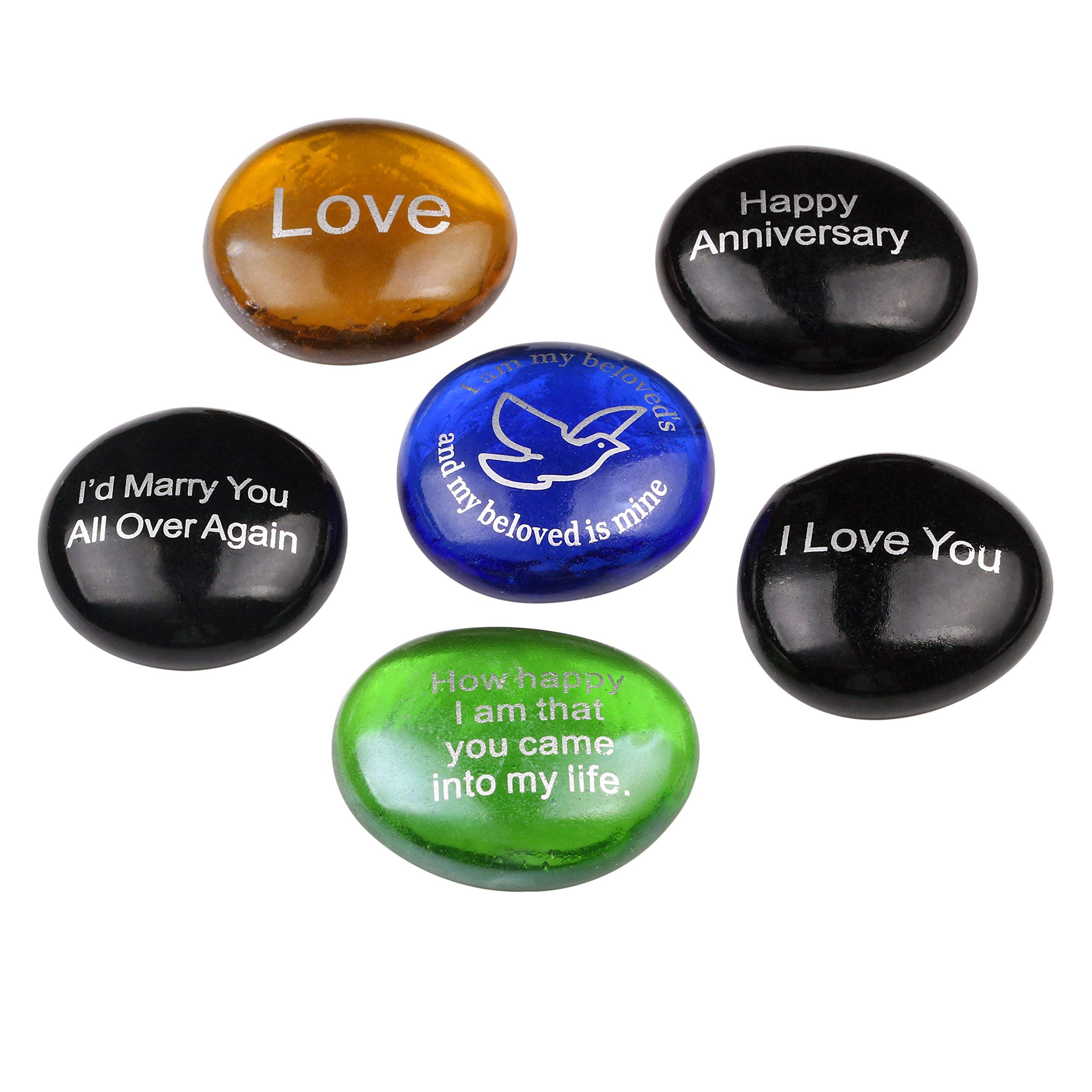 Holy Land Market Love and Romance Glass Stones Set - Model I | Decorative Crystal Gems for Home Decor, Wedding Centerpieces & Spiritual Healing