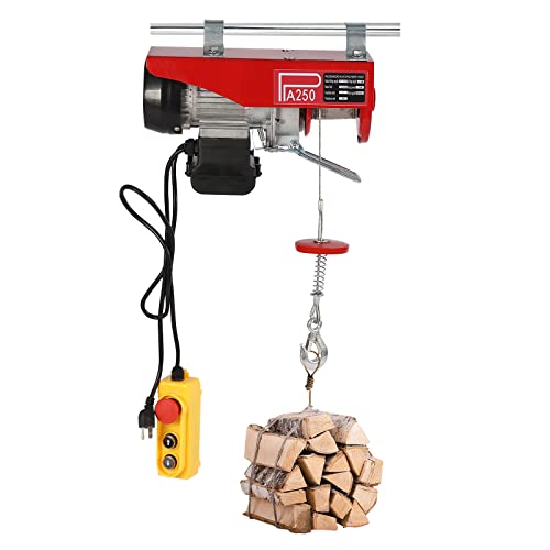 YUNLAIGOTOP 551 LBS Electric Hoist with Wired Remote Control & 2 Lifting Straps - Heavy Duty Overhead Crane Winch for Factories, Warehouses, Construction Sites - Perfect for Lifting Machinery, Building Materials, and Industrial Equipment