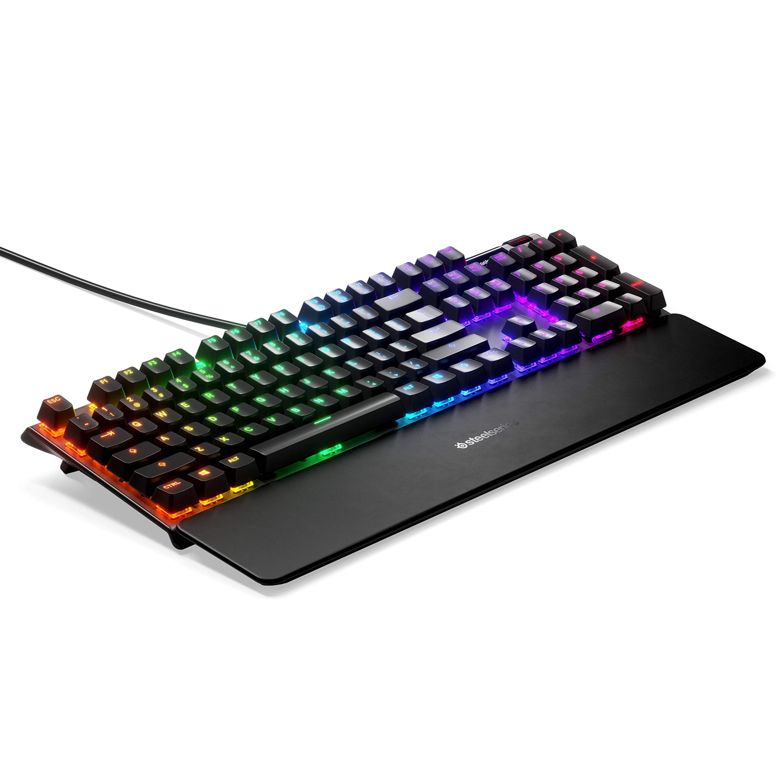 SteelSeries Apex 7 Mechanical Gaming Keyboard with OLED Smart Display - USB Passthrough & Media Controls - Tactile Quiet Brown Switch - RGB Backlit for PC, Mac, PS5, Xbox - Perfect for Gaming, Streaming & Office Work