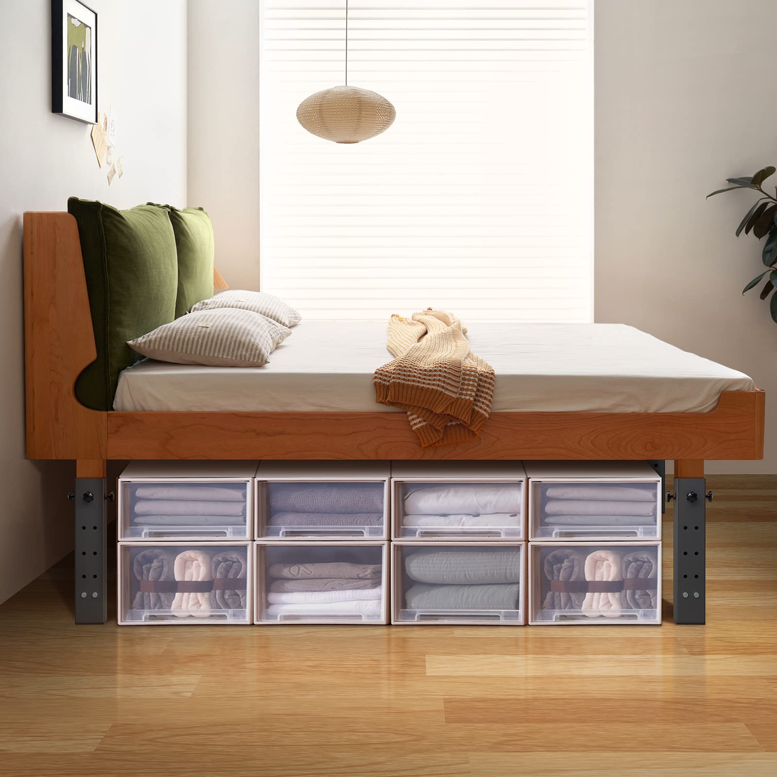 4 Pack Heavy Duty Carbon Steel Bed Risers - Adjustable Height 3.2