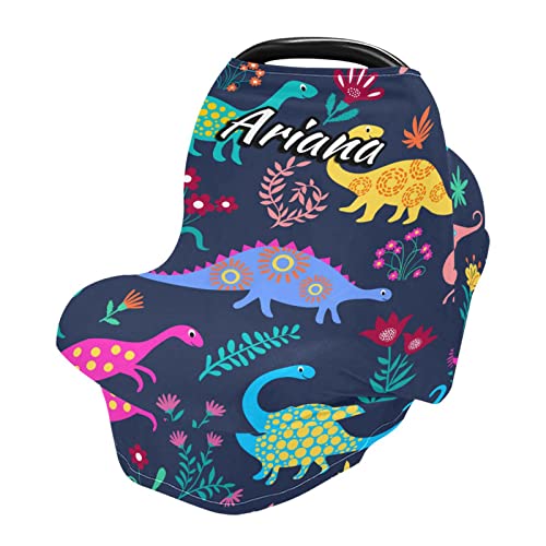 **Personalized Dinosaur Baby Car Seat Canopy - Stretchy Stroller Cover, Nursing Scarf & High Chair Cover - Soft & Breathable for Infants - Perfect for Travel, Shopping & Outdoor Activities**