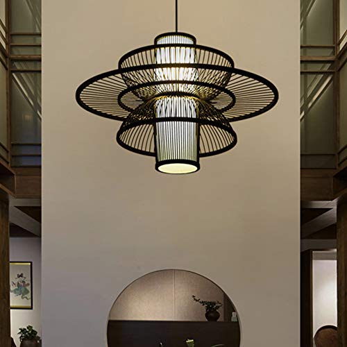 Modern Handmade Bamboo LED Pendant Light - Multi-Tier Ceiling Lamp 23.5
