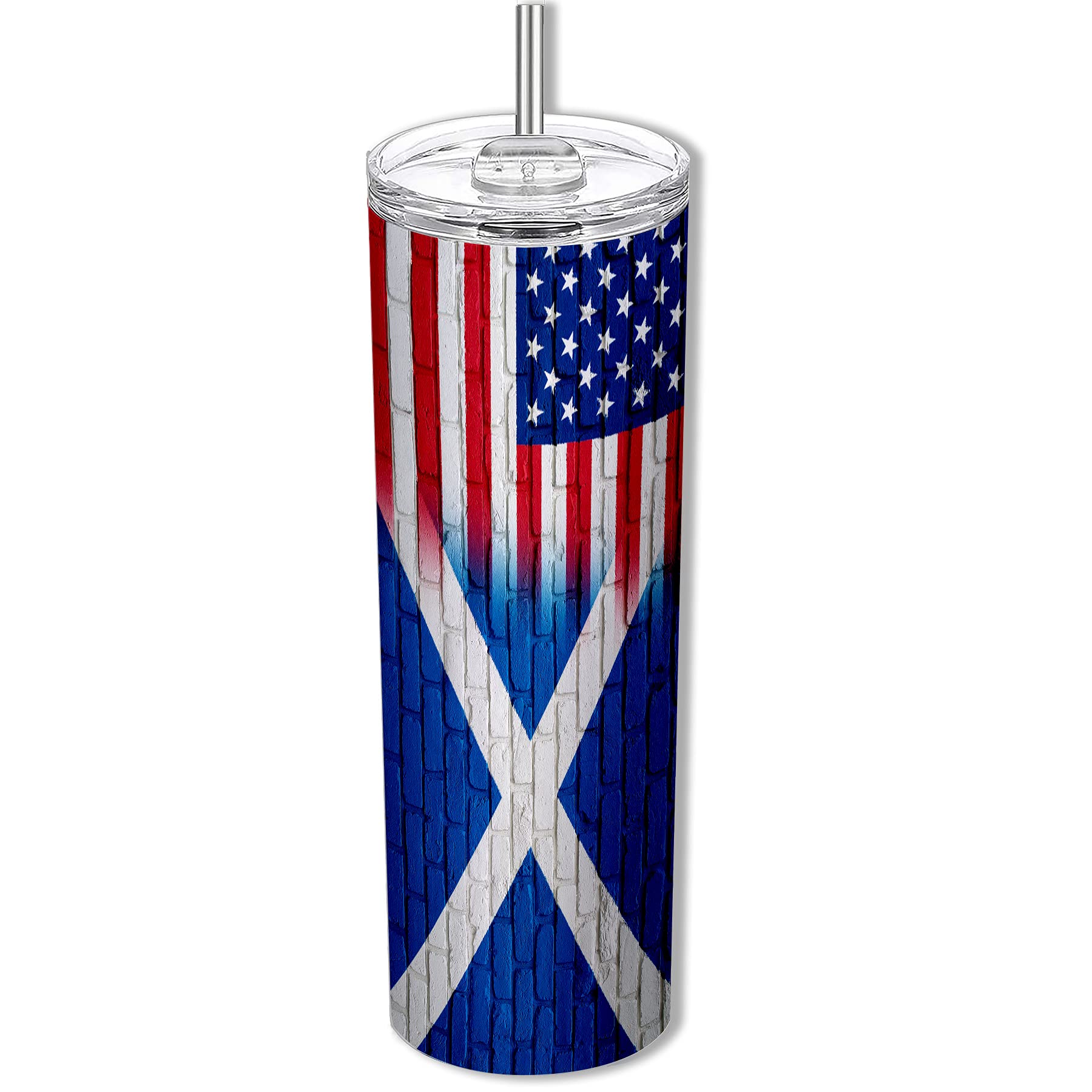 20oz Skinny Tumbler with Scotland Flag - Perfect for Travel & Office