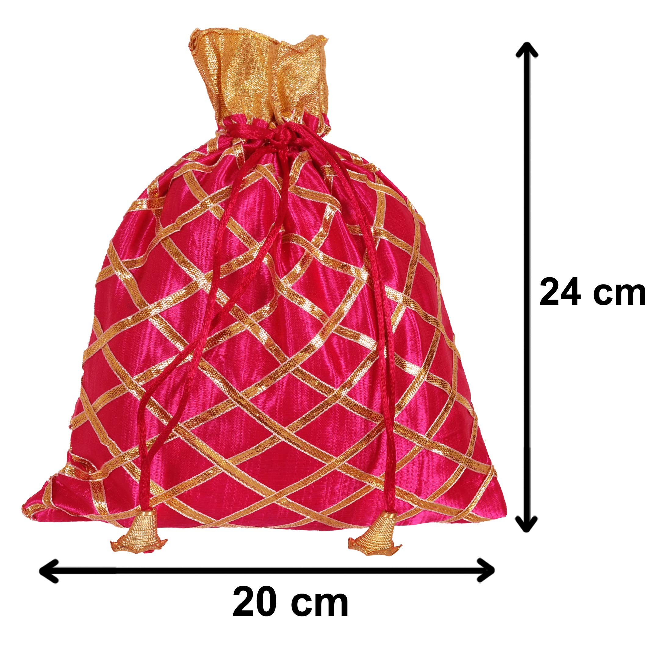 Kuber Industries Drawstring Potli Bag for Party Wedding Favors - Jewelry Pouch Gift Bags in Red & Pink - Perfect for Bridal Showers, Bachelorette Parties & Festive Celebrations