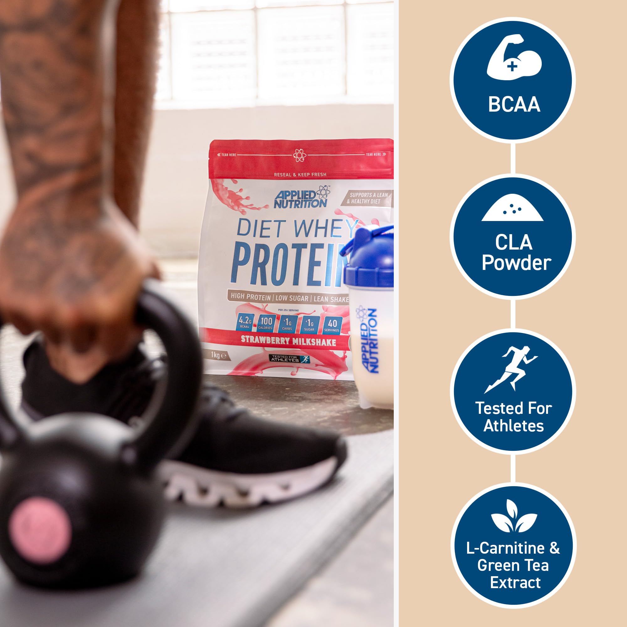 Applied Nutrition Diet Whey Protein Powder 1kg - Low Fat High Protein Shake for Weight Loss & Muscle Building | Perfect for Post-Workout Recovery & Healthy Meal Replacement