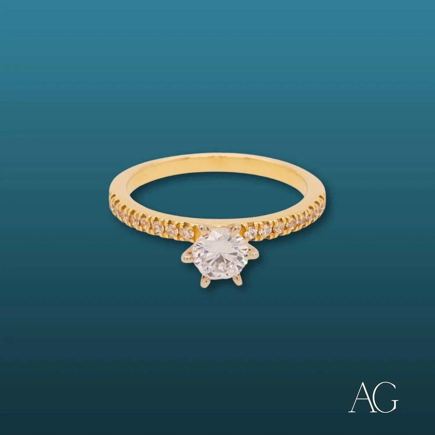 18K Gold CZ Ring for Women - Elegant Cubic Zirconia Engagement & Wedding Band - Perfect for Anniversaries, Proposals & Special Occasions