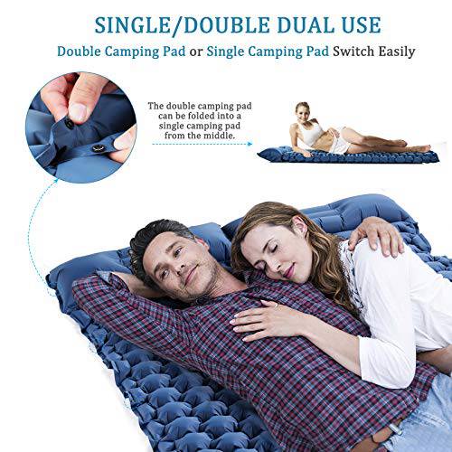 Ultra-Light Inflatable Camping Sleeping Pad - Single Size with Foot Pump for Backpacking, Hiking & Outdoor Adventures - Perfect for Tents, RVs & Travel