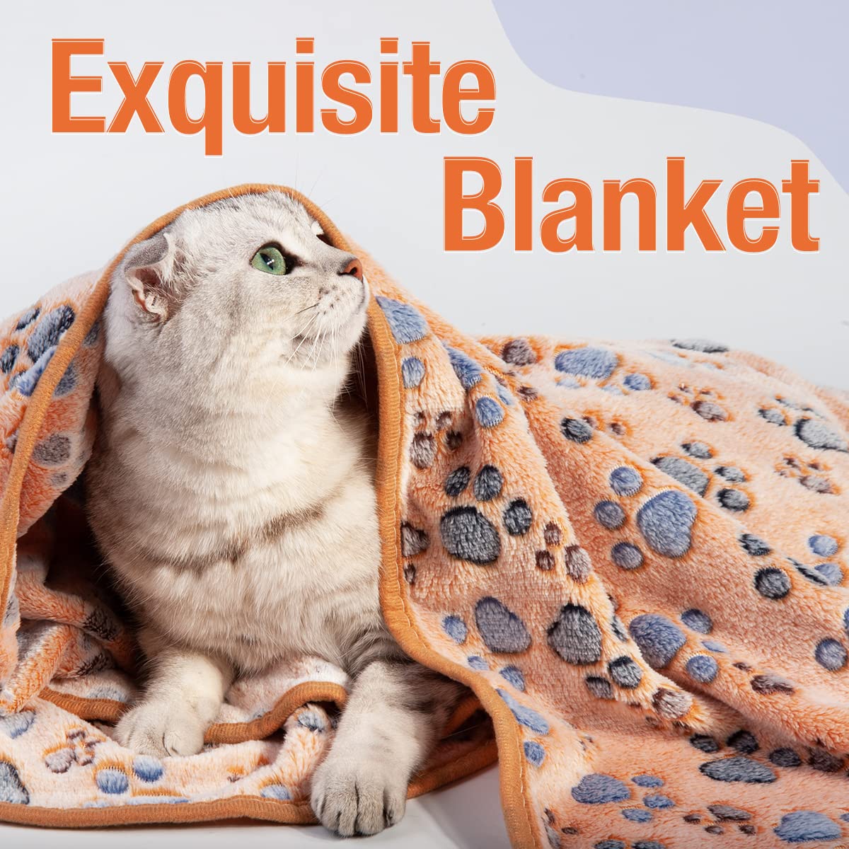 **Soft Fluffy Pet Blanket for Dogs & Cats - Cozy Fleece Throw with Cute Paw Prints, 41x31 Inch for Medium to Large Pets - Perfect for Beds, Couches & Travel**
