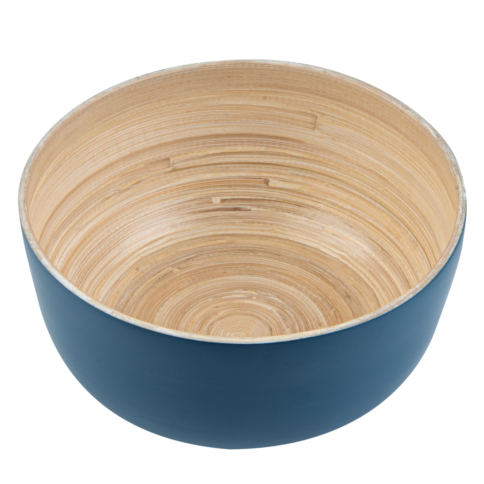 Bambuddha 15 oz Round Blue Spun Bamboo Salad Bowl - 7.75