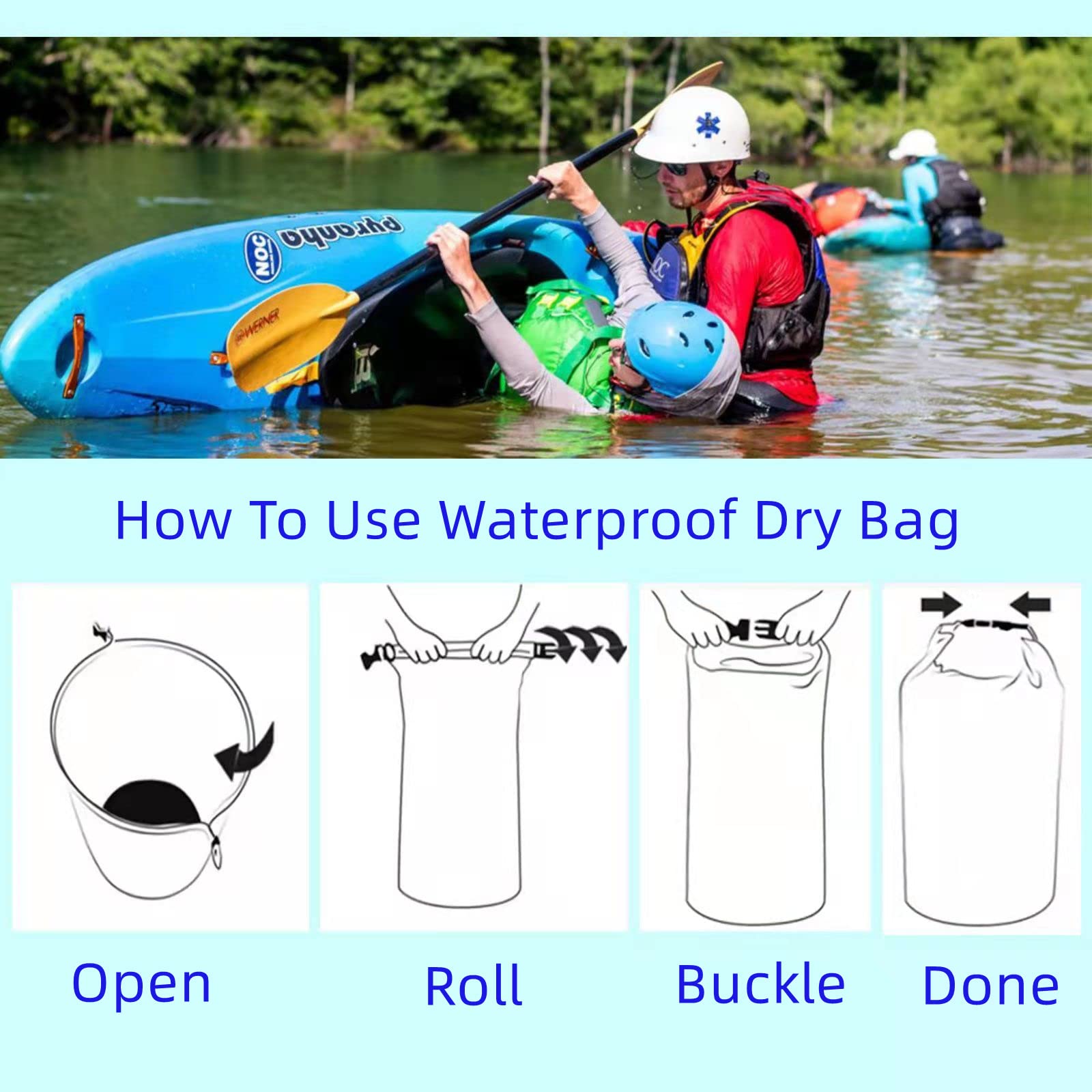 10L/20L/40L/70L Waterproof Dry Bag - Lightweight Canoe & Kayak Storage Sack - Waterproof Dry Sack for Kayaking, Rafting, Boating, Hiking, Camping, Travel & Fishing - Ideal for Outdoor Adventures, Beach Trips & Water Sports (40L, Orange)