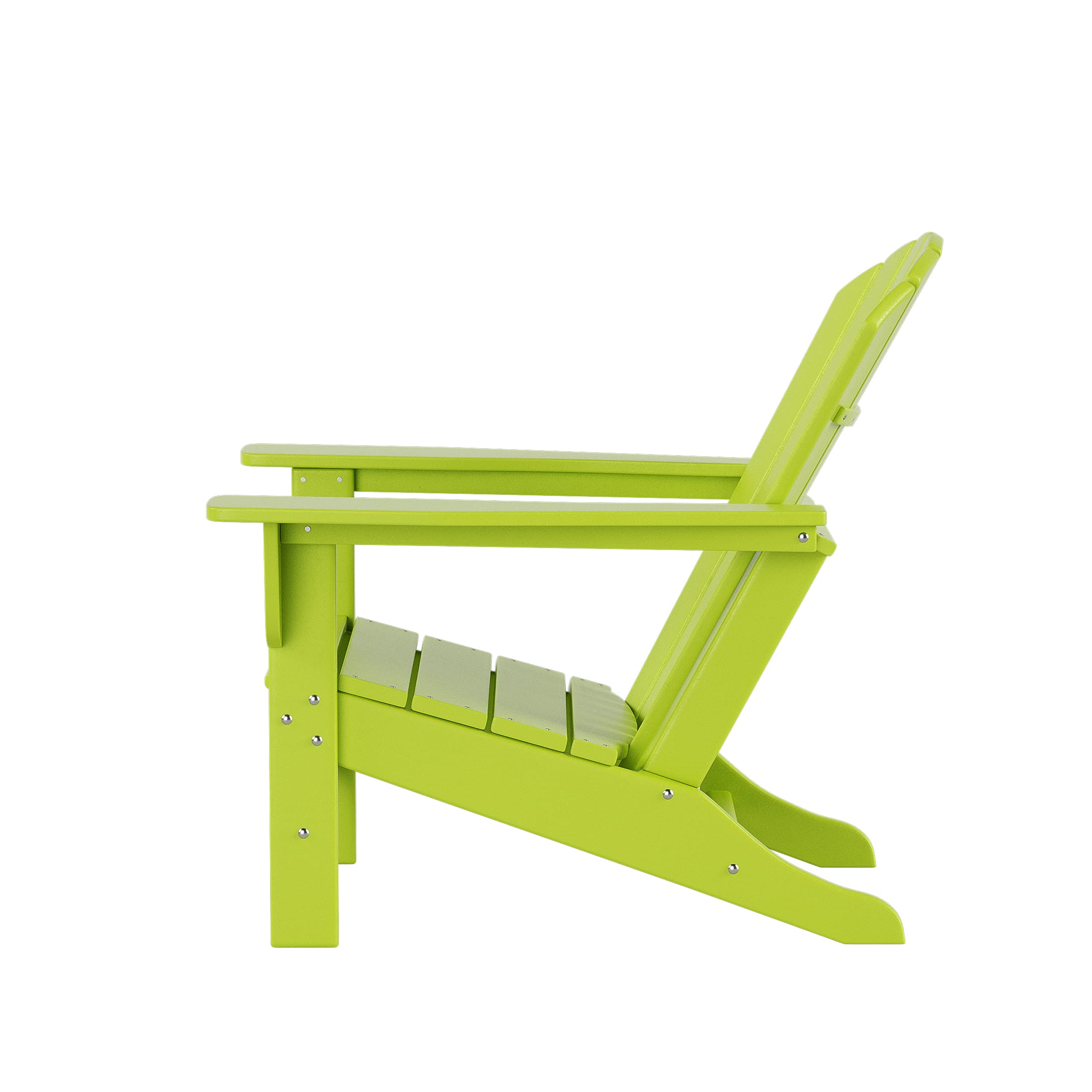 2-Piece WO Home Outdoor Adirondack Chair Set with Side Table - Durable Poly Lumber Traditional Retro Lounger for Beach, Balcony, Patio, Backyard, Lawn & Garden - Perfect for Relaxing in Lime Green Comfort