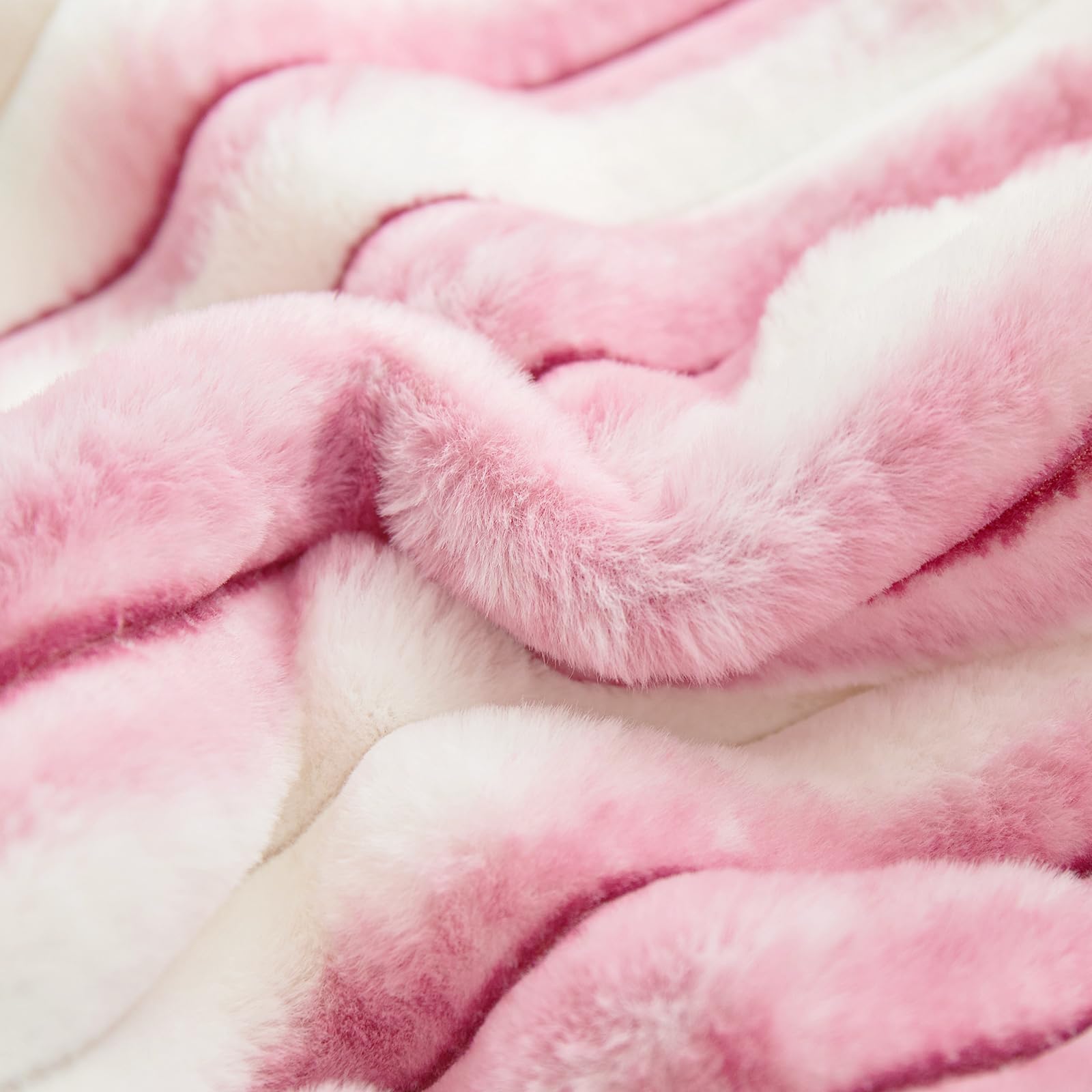 Luxury Faux Fur Plush Striped Throw Pillow Covers Set of 2 - 18x18 Inch Soft Cozy Decorative Cushion Covers for Living Room, Bed, Sofa - Blush Pink Gradient - Perfect for Home Decor, Gifts & Cozy Winter Nights