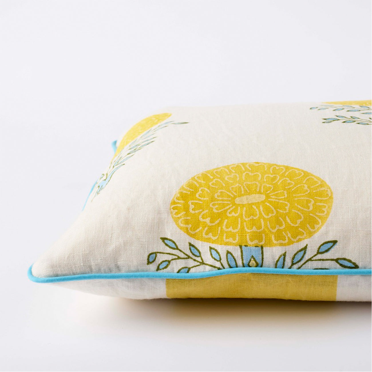 Piped Marigold Yellow Wide Stripe Cushion Cover - Soft Decorative Pillow Case for Sofa, Bed & Home Decor