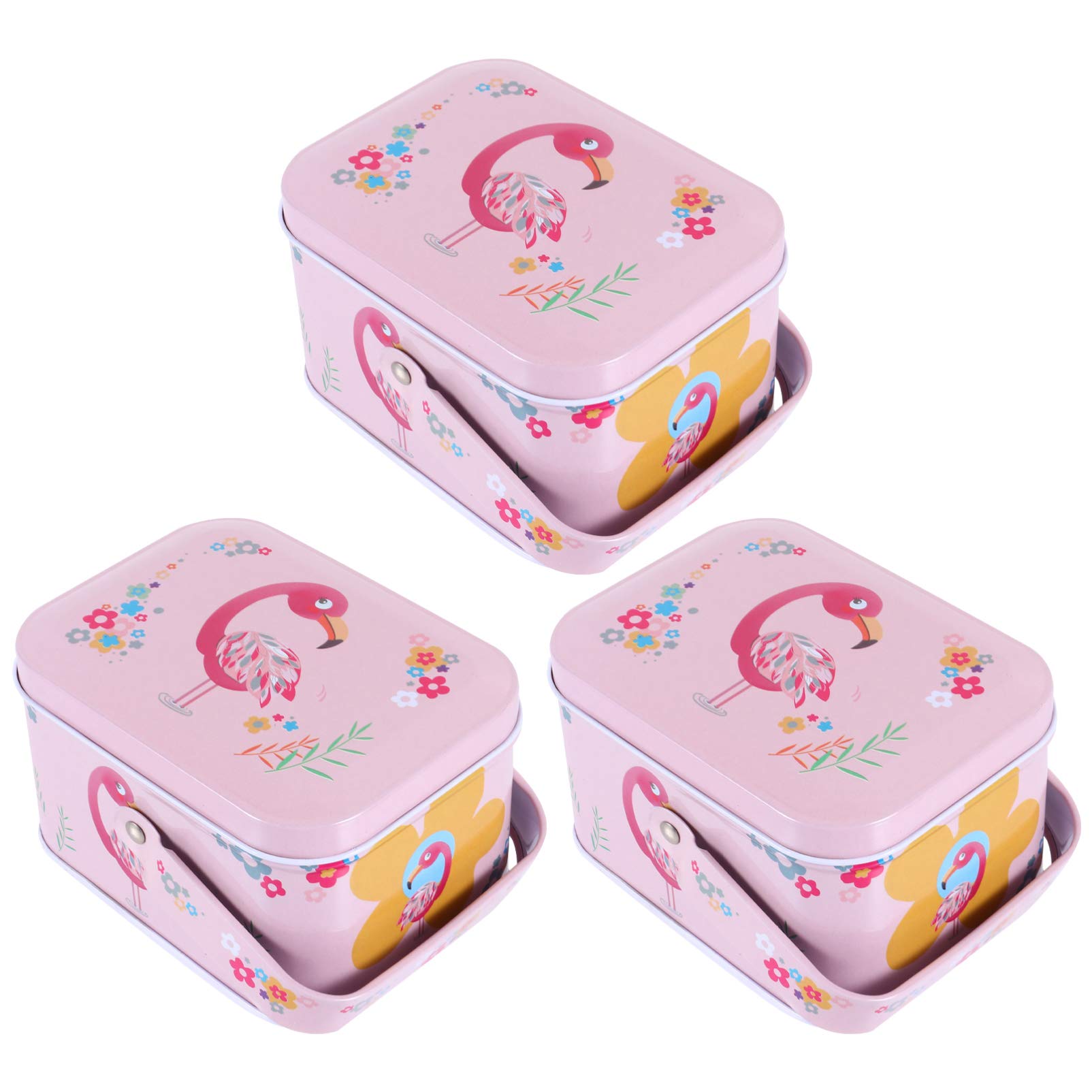 Vintage Tinplate Cookie Tins with Handle - Empty Metal Tea Candy Storage Boxes for Birthday Party, Holiday Gifts & Kitchen Organization (Set of 3) - Perfect for Storing Cookies, Sweets, Tea Bags & Office Snacks