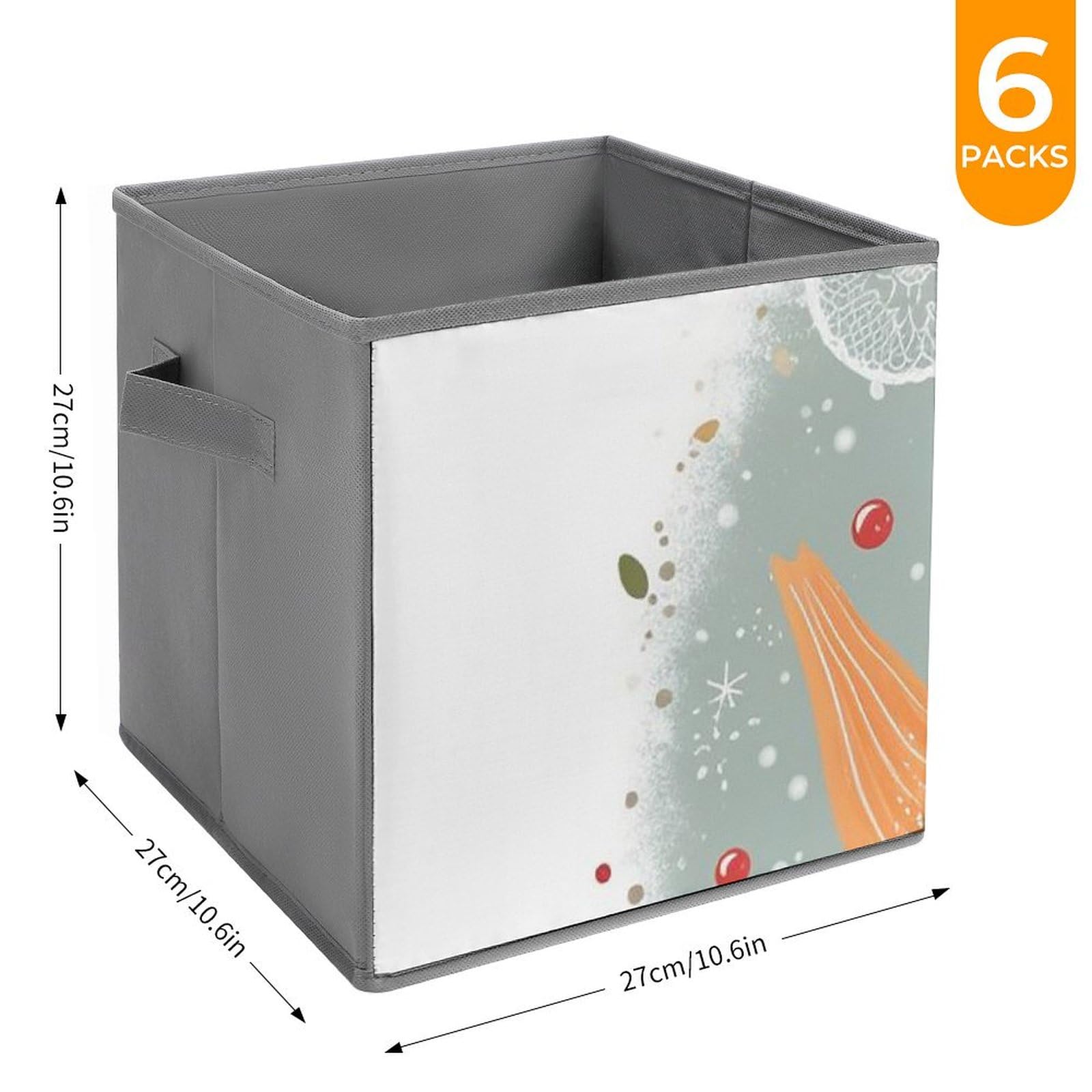6-Pack Merry Christmas Bird Collapsible Storage Bins with Handles - Large Closet Organizer, Clothing Storage Boxes for Home, Office & Holiday Decor