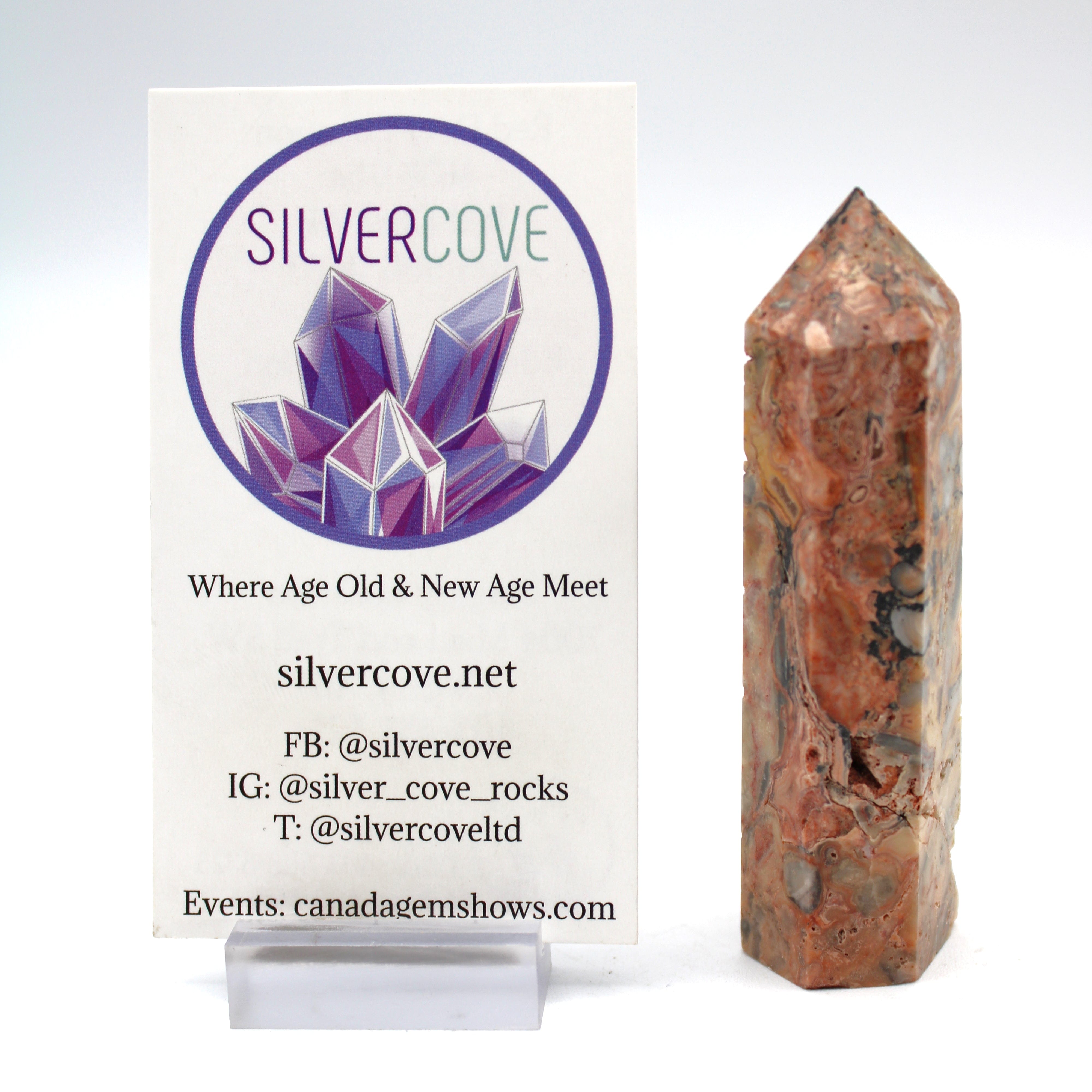Natural Crazy Lace Agate Crystal Tower - Healing Stone for Meditation, Home Decor & Spiritual Energy (6 inch) | Perfect for Yoga Spaces, Office Desk & Gift Giving