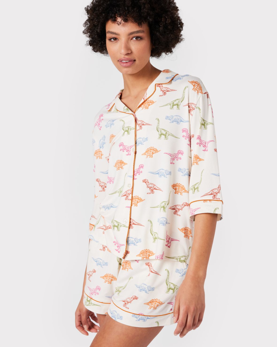 Dinosaur Print Short Sleeve Pajama Set for Kids - Soft & Comfortable Sleepwear for Boys and Girls - Perfect for Bedtime, Lounging & Sleepovers
