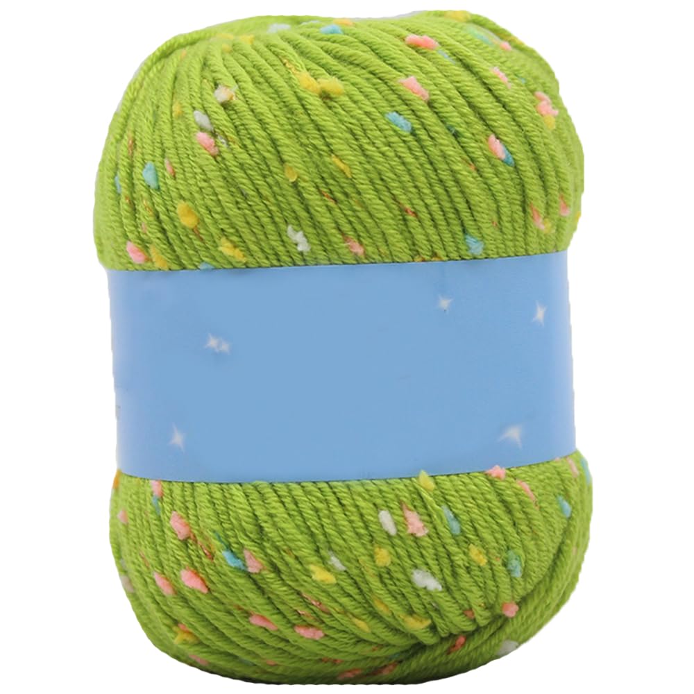 Soft Tweed Twinkles Yarn - Light Worsted Weight (150g/522 Yards) for DIY Knitting & Crochet | Beginner-Friendly Grass Green Yarn for Sweaters, Scarves & Gloves | Perfect for Cozy Winter Crafts & Fashion Accessories