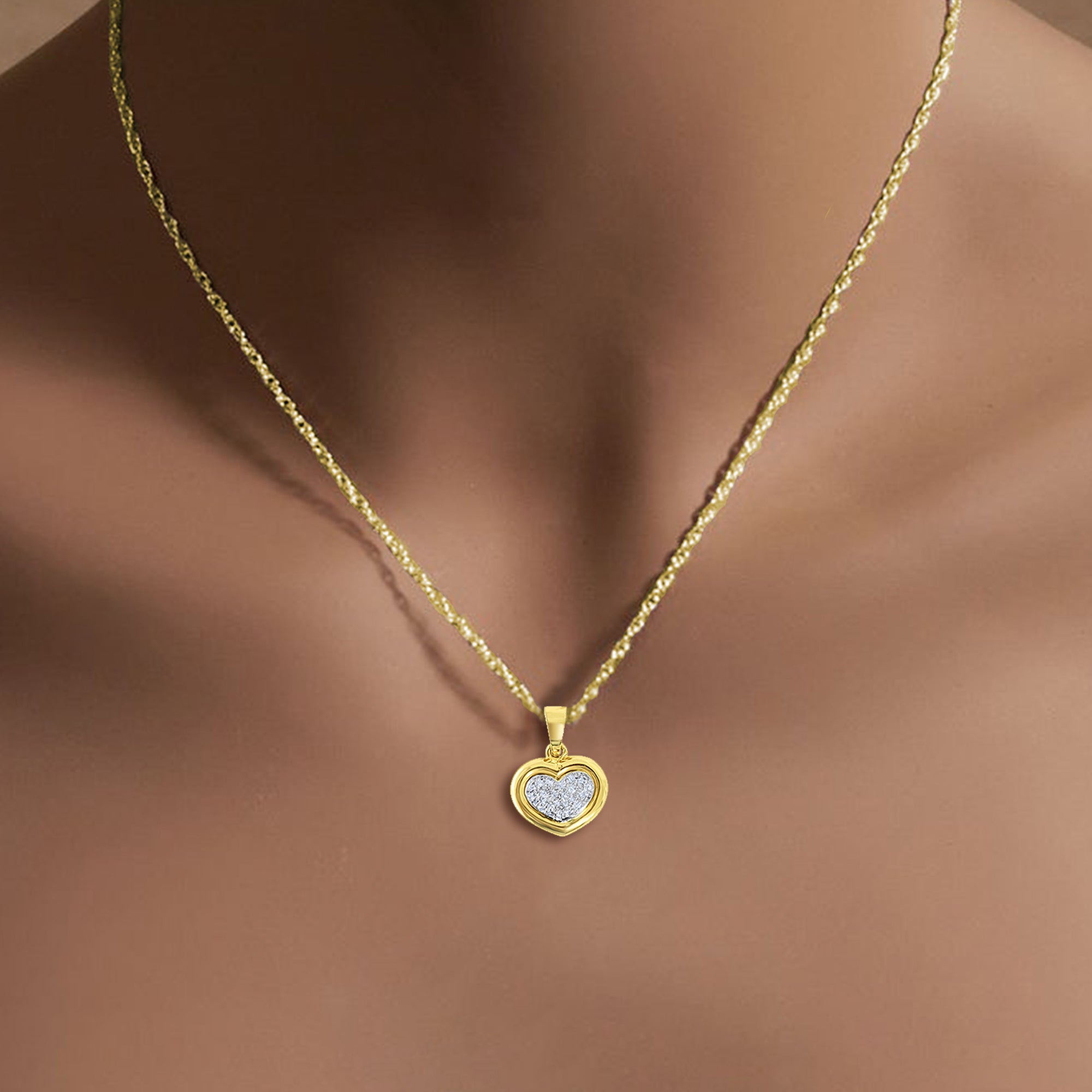 Heart Shaped Diamond Pave Necklace .50cttw in 14k Two-Tone Gold - Perfect for Valentine's Day Gifts, Anniversaries & Romantic Occasions
