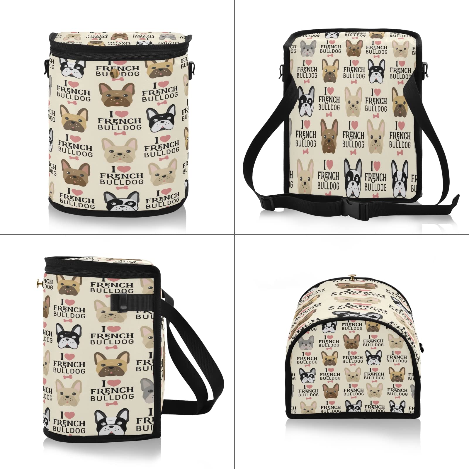 French Bulldog Pattern Car Trash Can with Lid - Leak-Proof Hanging Car Garbage Bin for SUV, Sedan & Road Trips - Portable Car Trash Bag for Organization & Cleanliness