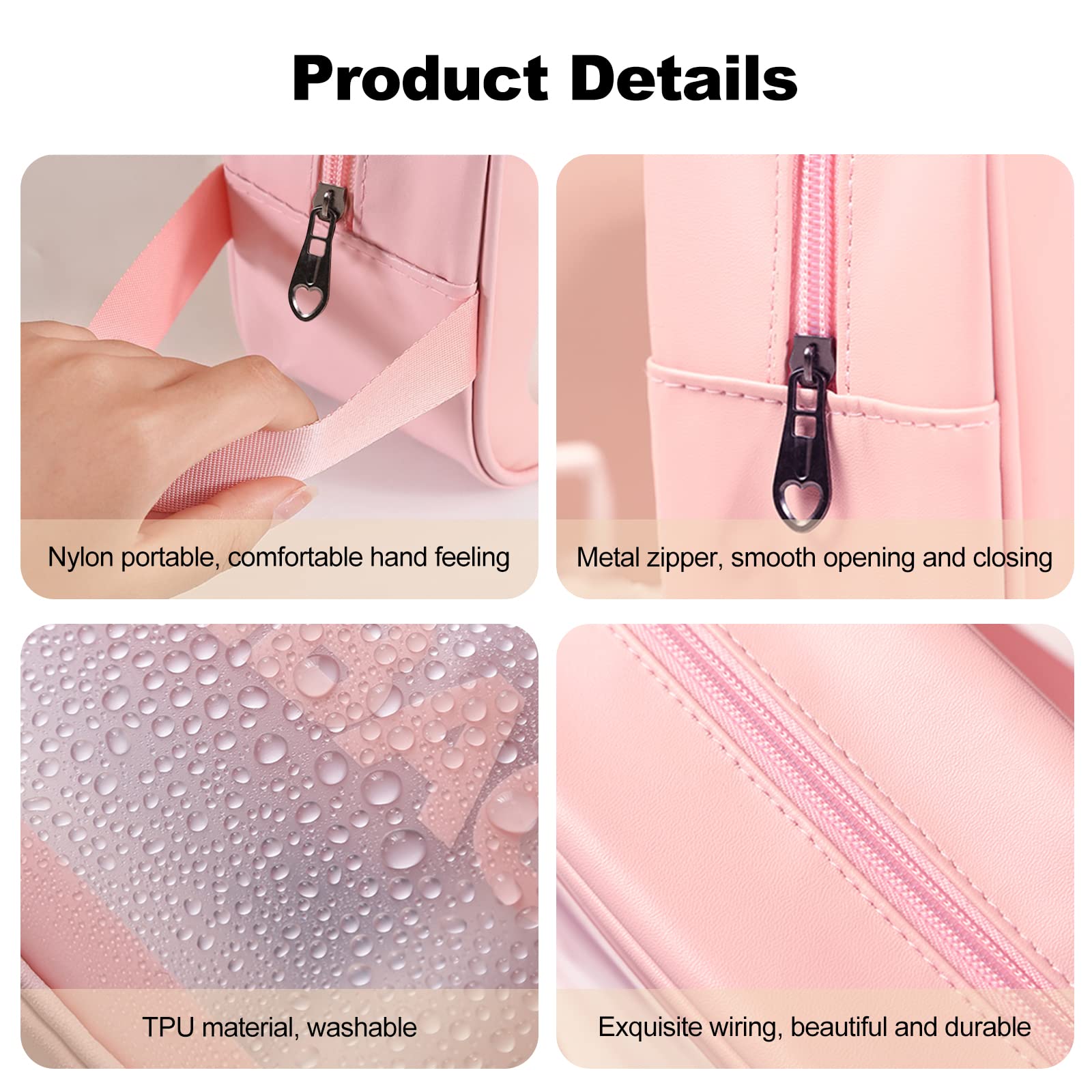 Ergocar 3-Piece Clear Travel Toiletry Bag Set - TSA Approved Waterproof Cosmetic Organizer for Women & Men | Perfect for Airports, Showers & Vacation Packing (Pink)