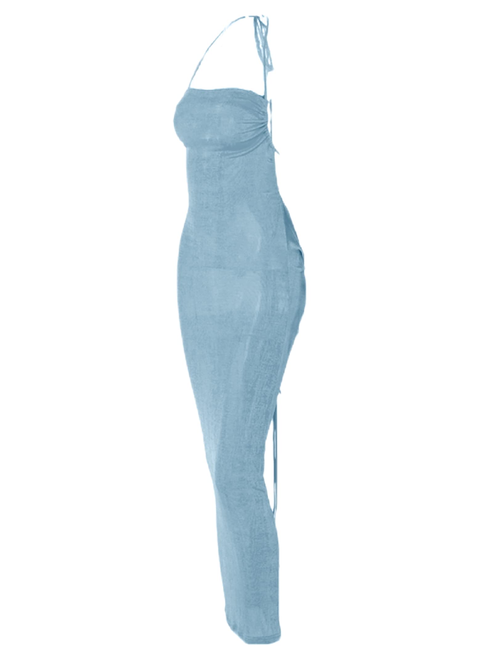 Seyumixi Women's Sexy Hollow Out Long Bodycon Dress - Backless Maxi Dress with V Neck & Spaghetti Straps for Cocktail Party, Evening, Date Night & Summer Vacation