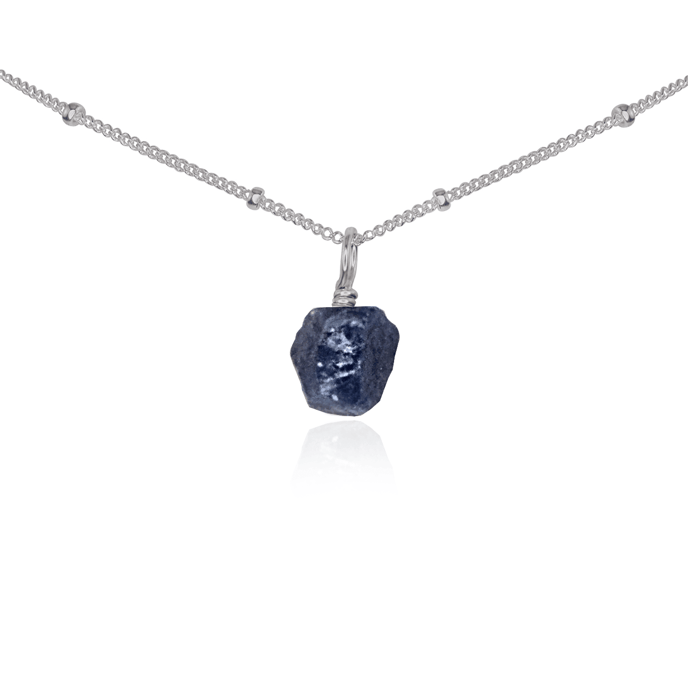 Tiny Rough Sapphire Gemstone Pendant Choker Necklace - Natural Blue Sapphire Jewelry for Women, Boho Chic Layering Necklace for Everyday Wear & Special Occasions