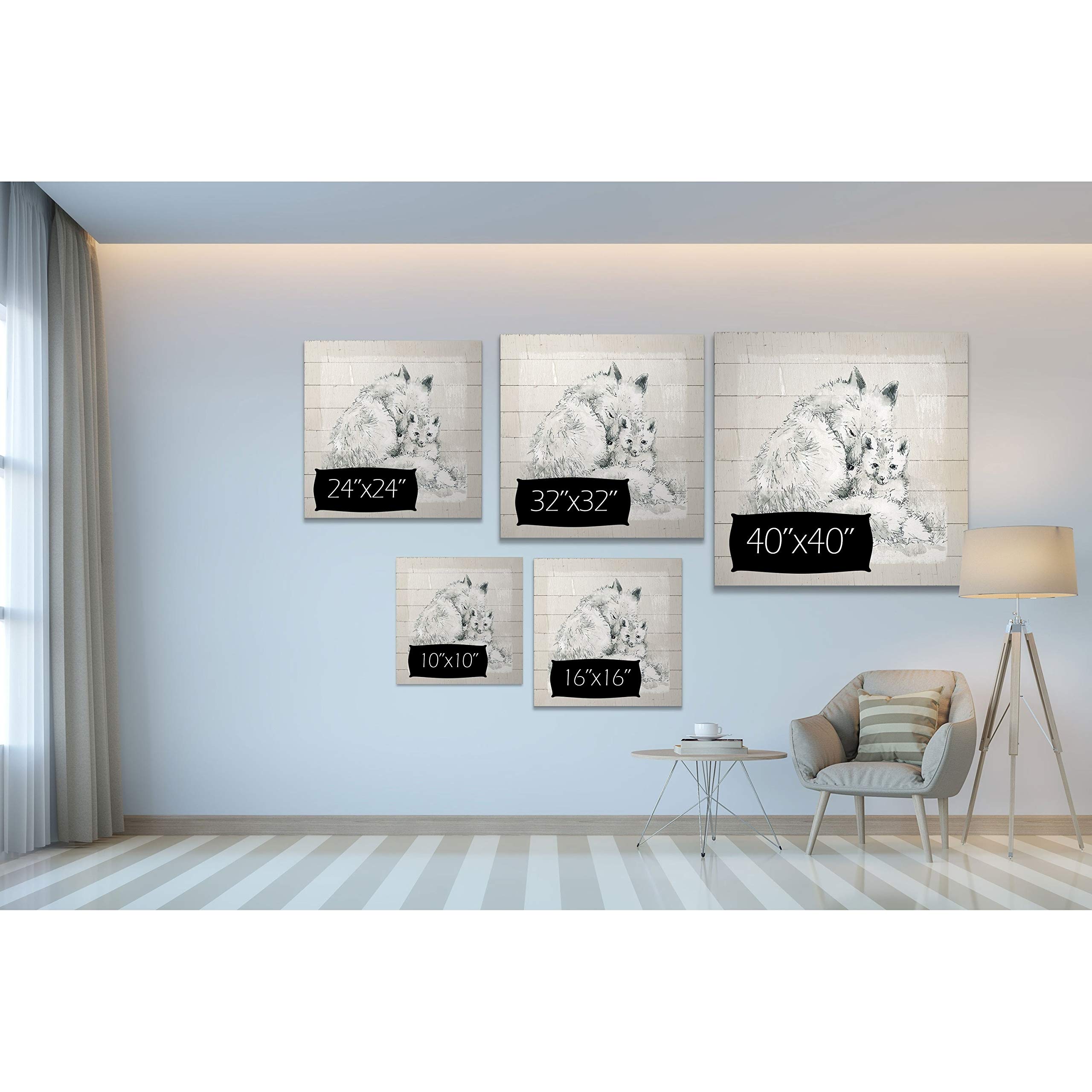 Wexford Home Sketchy Mother and Baby Fox Gallery-Wrapped Canvas Art Print - 32x32 - Modern Nursery Decor, Living Room Wall Art, Perfect Gift for Animal Lovers