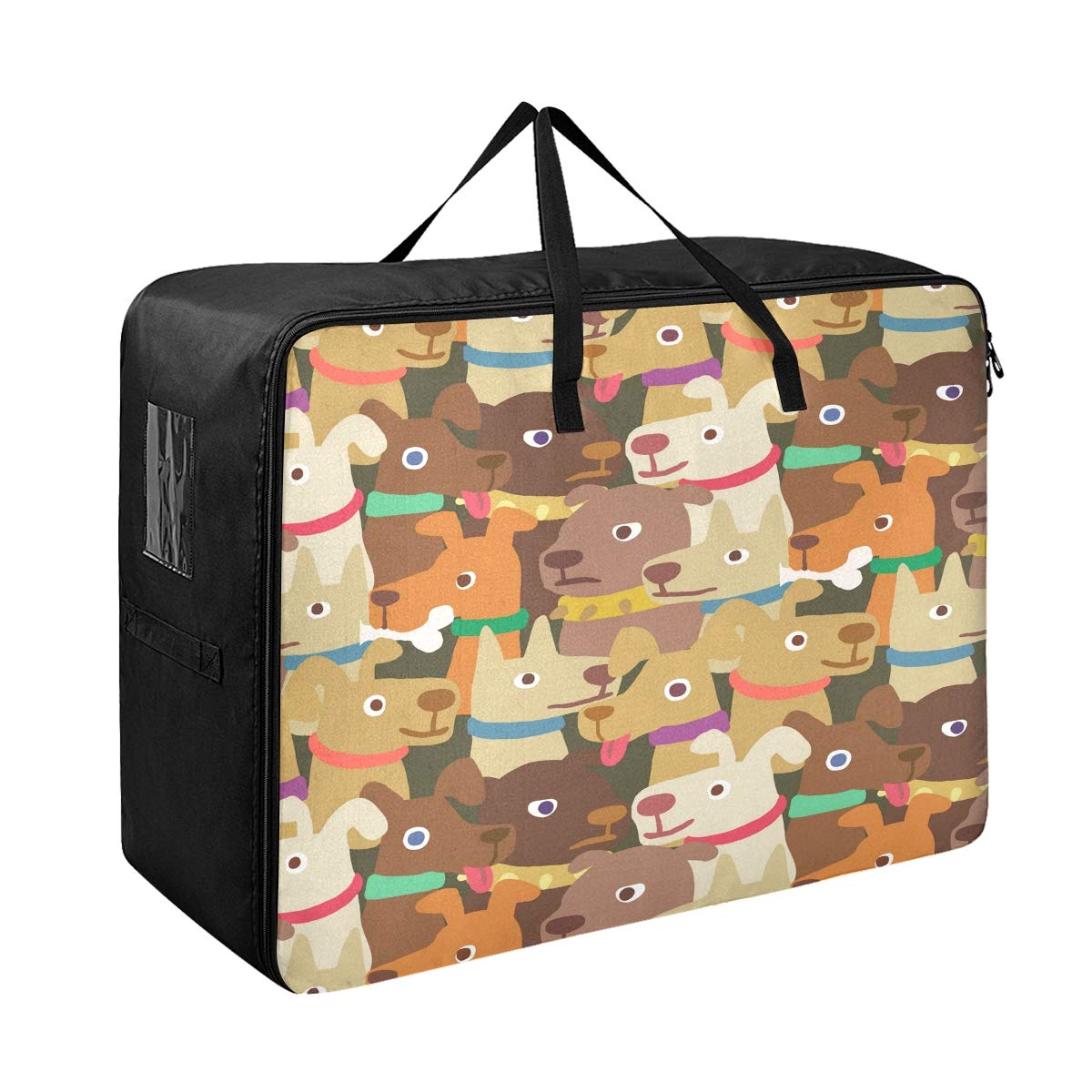 YYYMMM Foldable Large Pet Dog Storage Bag - Durable Polyester Closet Organizer for Blankets, Clothes & Toys with Sturdy Zippers & Clear Window (27.6 x 19.7 x 11 Inches) - Perfect for Bedroom, Closet & Travel Organization