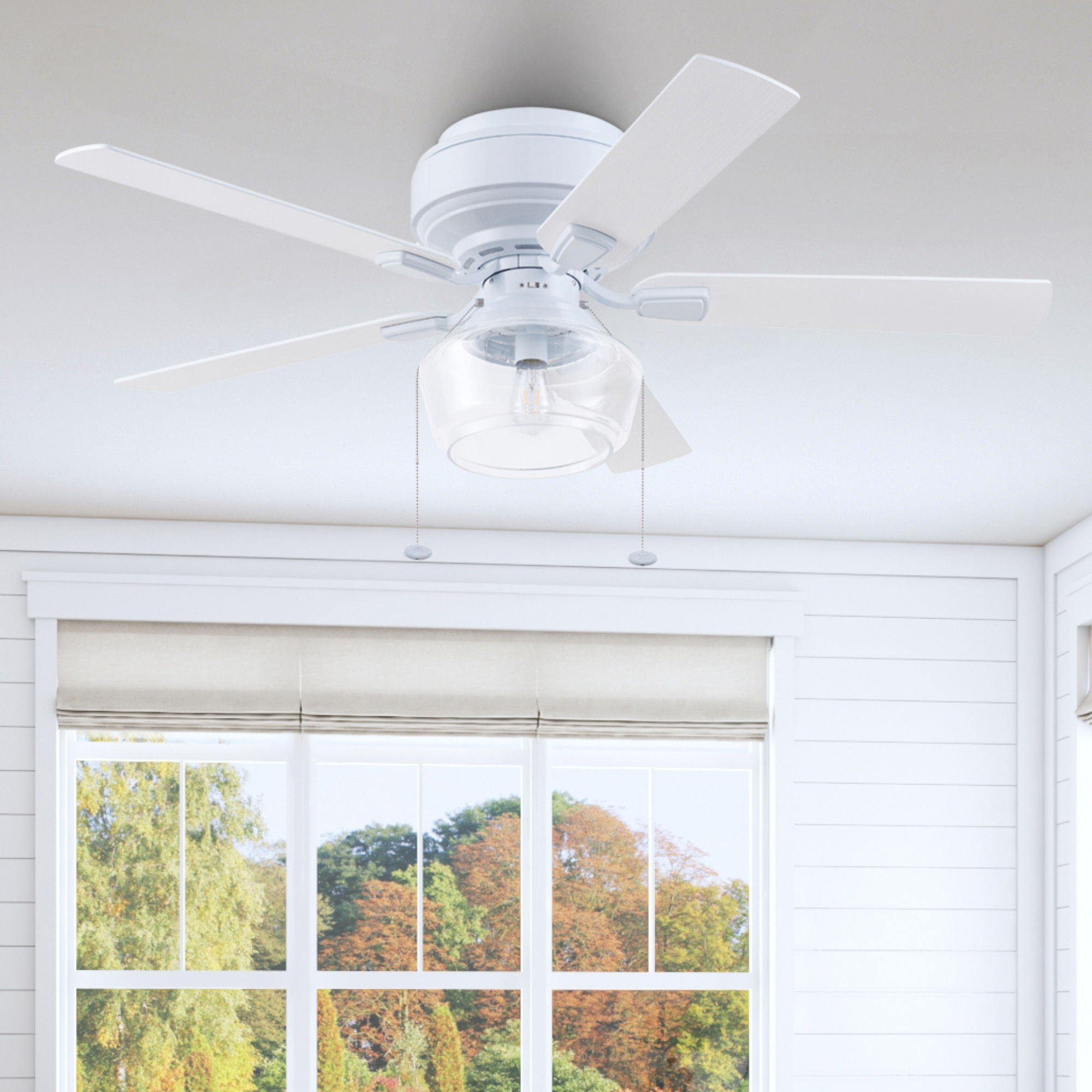 52 Inch White MaCenna Ceiling Fan with Pull Chain & Quick Attach™ - Perfect for Living Room, Bedroom, and Office Spaces