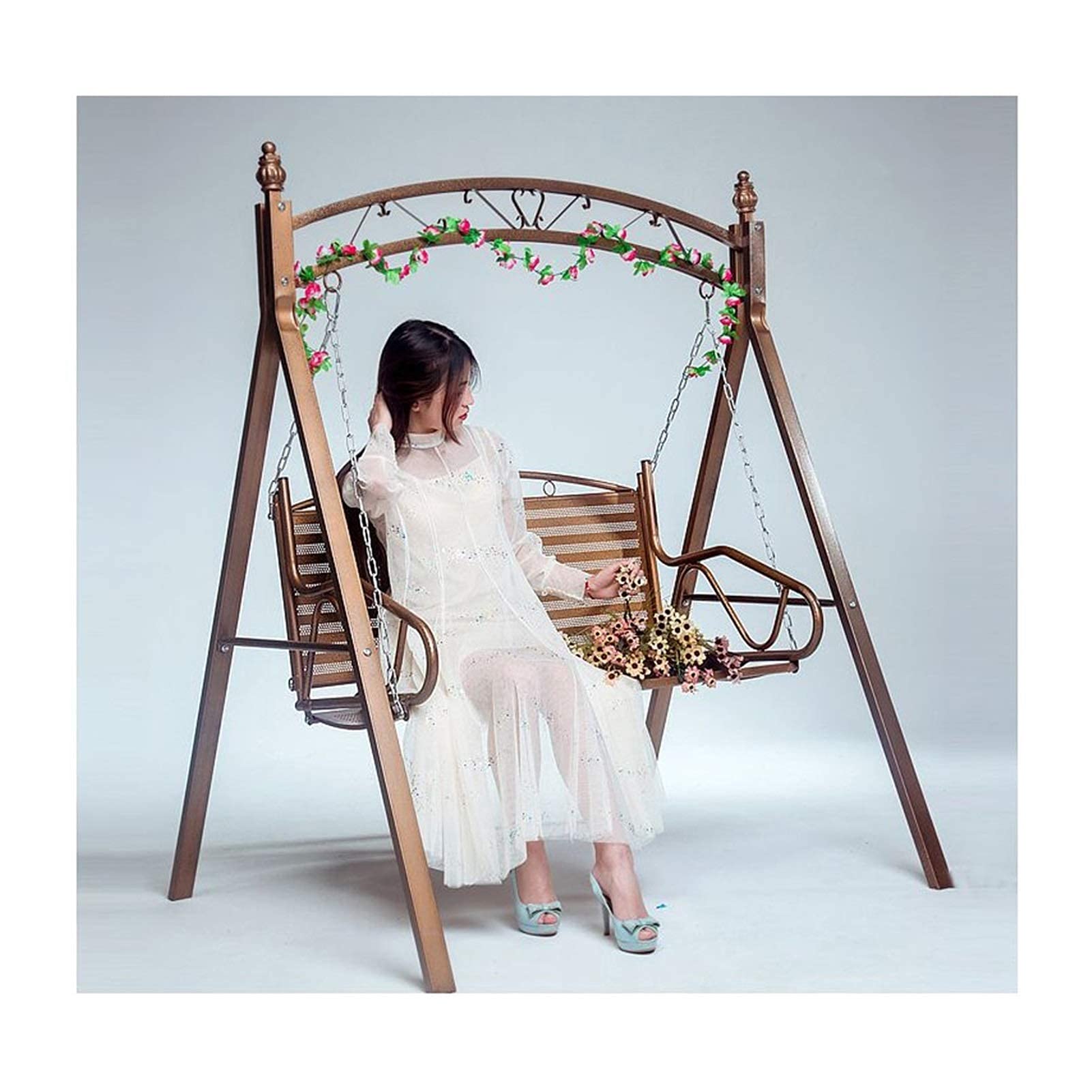 FMOGG Outdoor Porch Swing Bed - Heavy Duty Patio Swing Chair with Canopy, Princess Style Backyard Furniture for Garden, Deck, and Porch | Perfect for Relaxing, Lounging, and Enjoying Lazy Afternoons