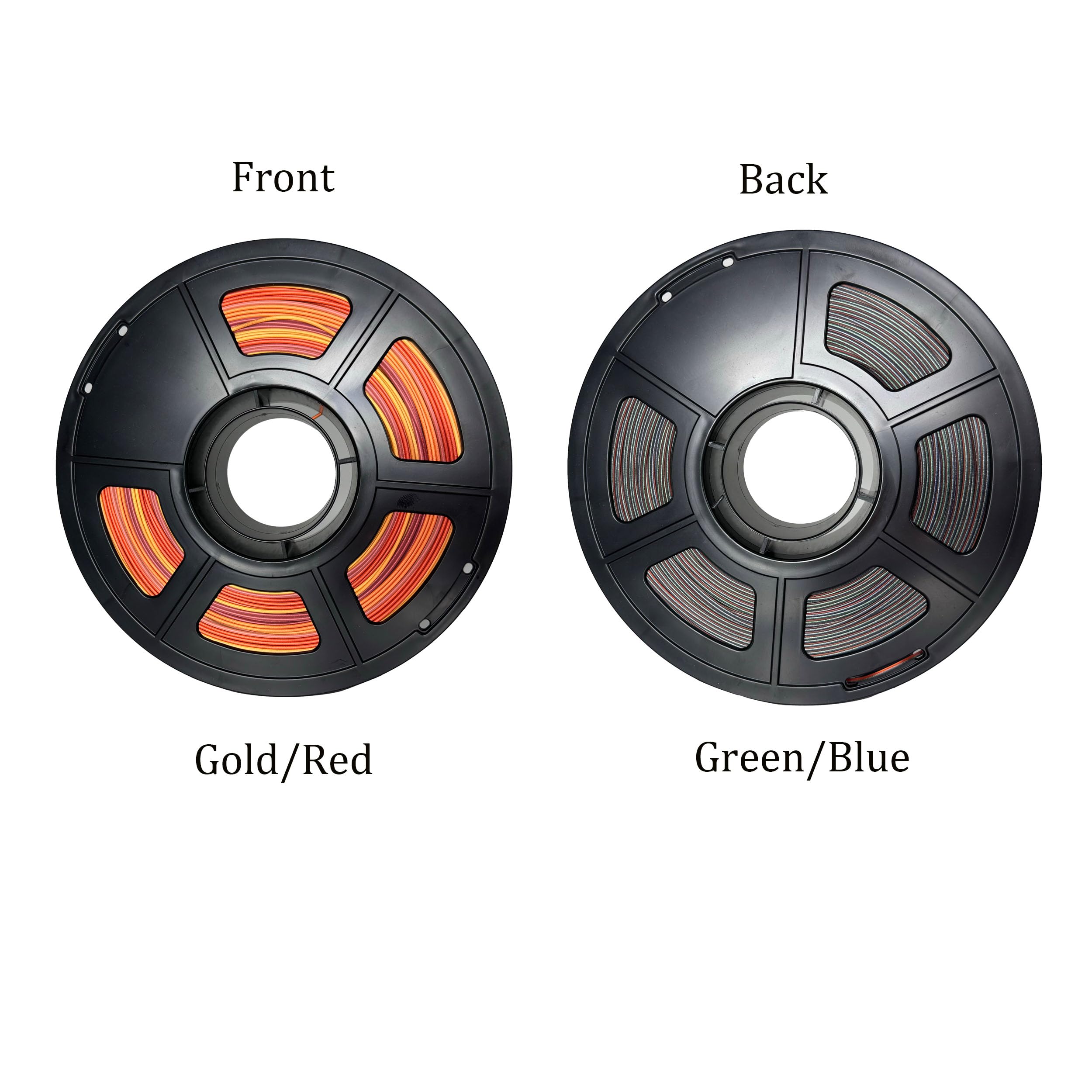 Premium PLA 3D Printer Filament - Dual Color Gold/Red & Green/Blue - 1.75mm Diameter - 1kg (2.2lbs) Spool - Ideal for 3D Printing Projects, DIY Crafts, and Prototyping