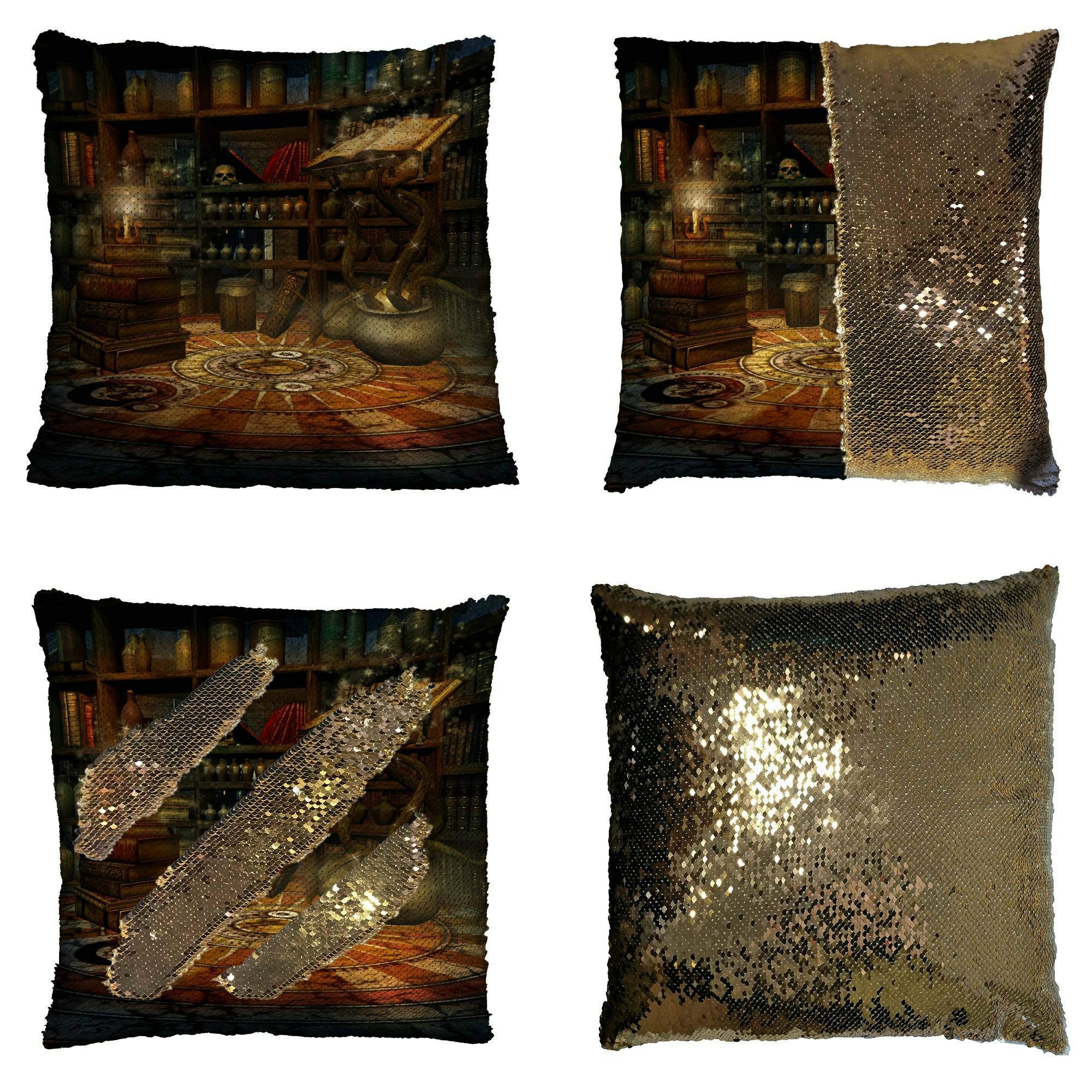 Fantasy Room Decor Magic Book Potions & Candles Pillow Cover 20x20 Inch - Perfect for Harry Potter Themed Bedroom, Witchy Aesthetic Home Decor, and Cozy Reading Nook Accessories