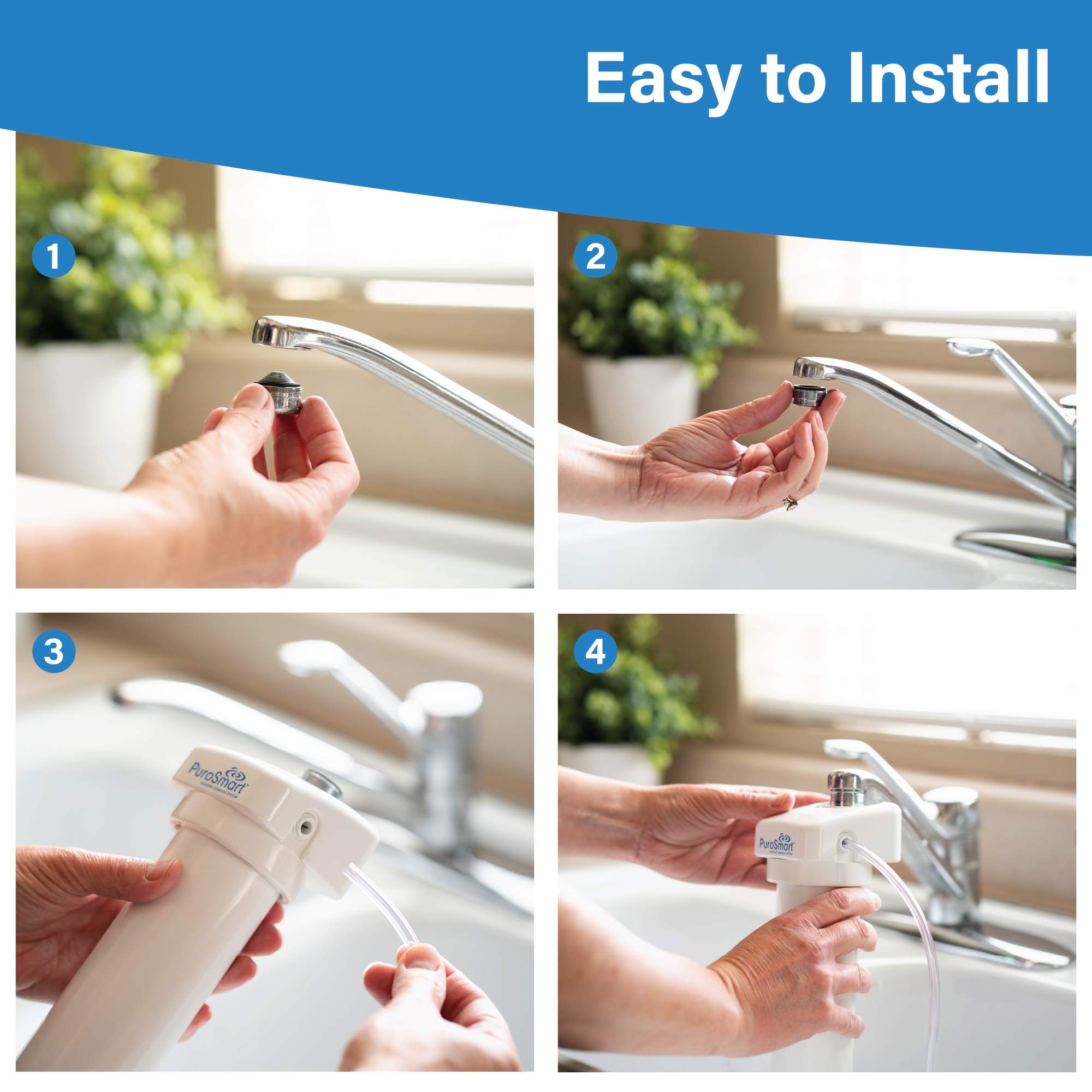 High Flow Reverse Osmosis Water Filtration System for Home - Compact Faucet Mount RO System | Perfect for Apartments, Rentals & Small Spaces | Removes 99% Contaminants | Applied Membranes PSFM50 (Use for Drinking Water, Cooking, Coffee & Aquariums)
