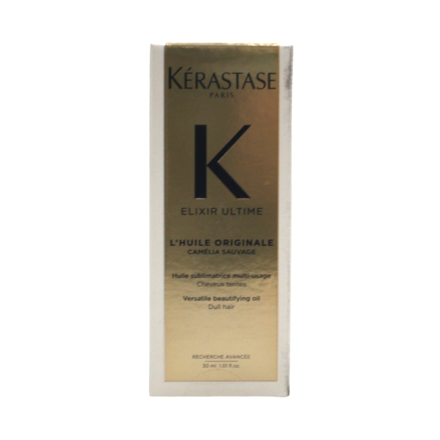 Kerastase Elixir Ultime Original Beautifying Hair Oil 1.01 oz - Lightweight Nourishing Treatment for Dry, Damaged Hair - Perfect for Daily Styling & Split End Repair