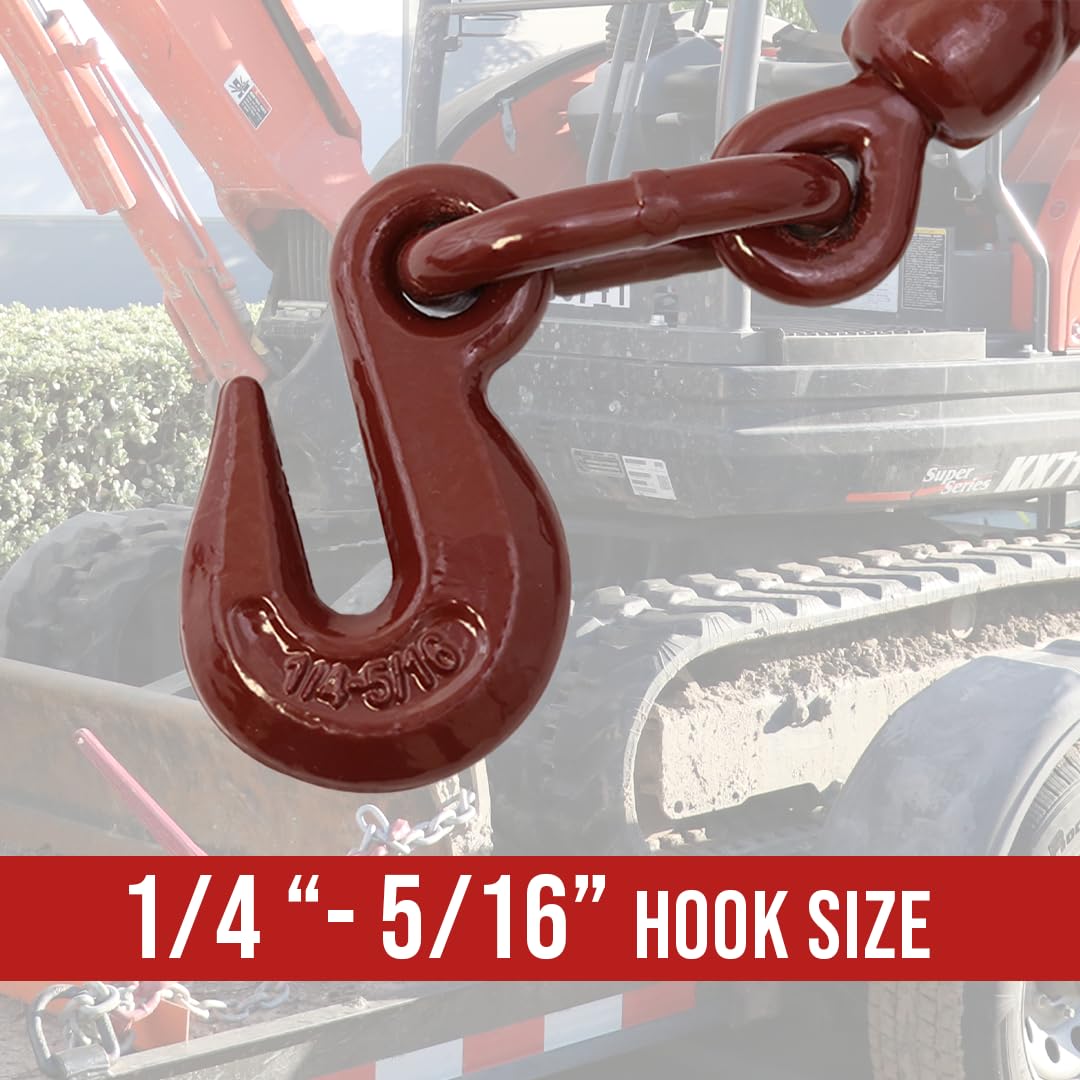 Heavy Duty 2 Pack Chain Lever Load Binder with Forged Grab Hooks - ¼” to 5/16” - 7,800 LBS Breaking Strength - Secure Cargo & Equipment for Trucks, Trailers & Towing - BoxerTool