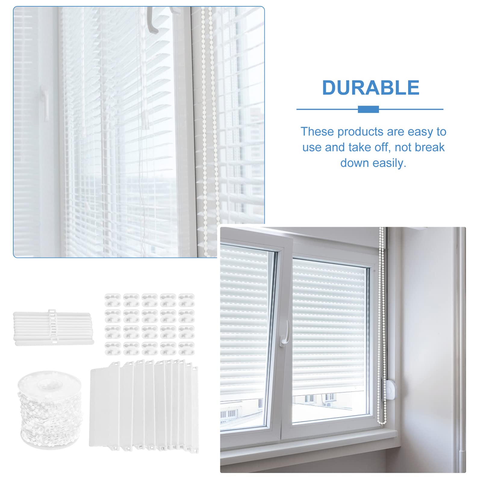 DOITOOL Vertical Beaded Chain Cord with Connector Clips - Roller Blind Repair Kit for Roman Shades & Vertical Blinds | Durable Window Treatment Accessories for Home & Office