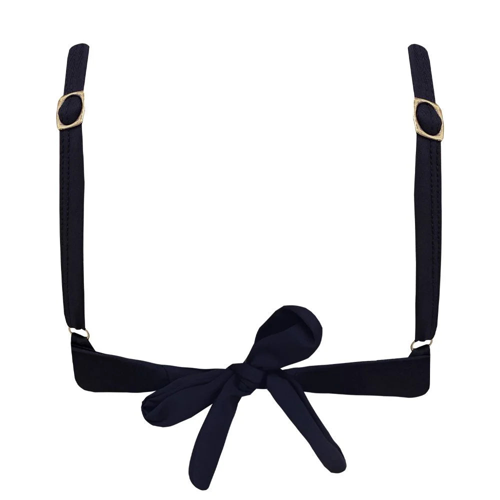 Solid Black Brazilian Knot Triangle Bikini Top - Sexy Swimwear for Women - Perfect for Beach, Pool, and Summer Vacations
