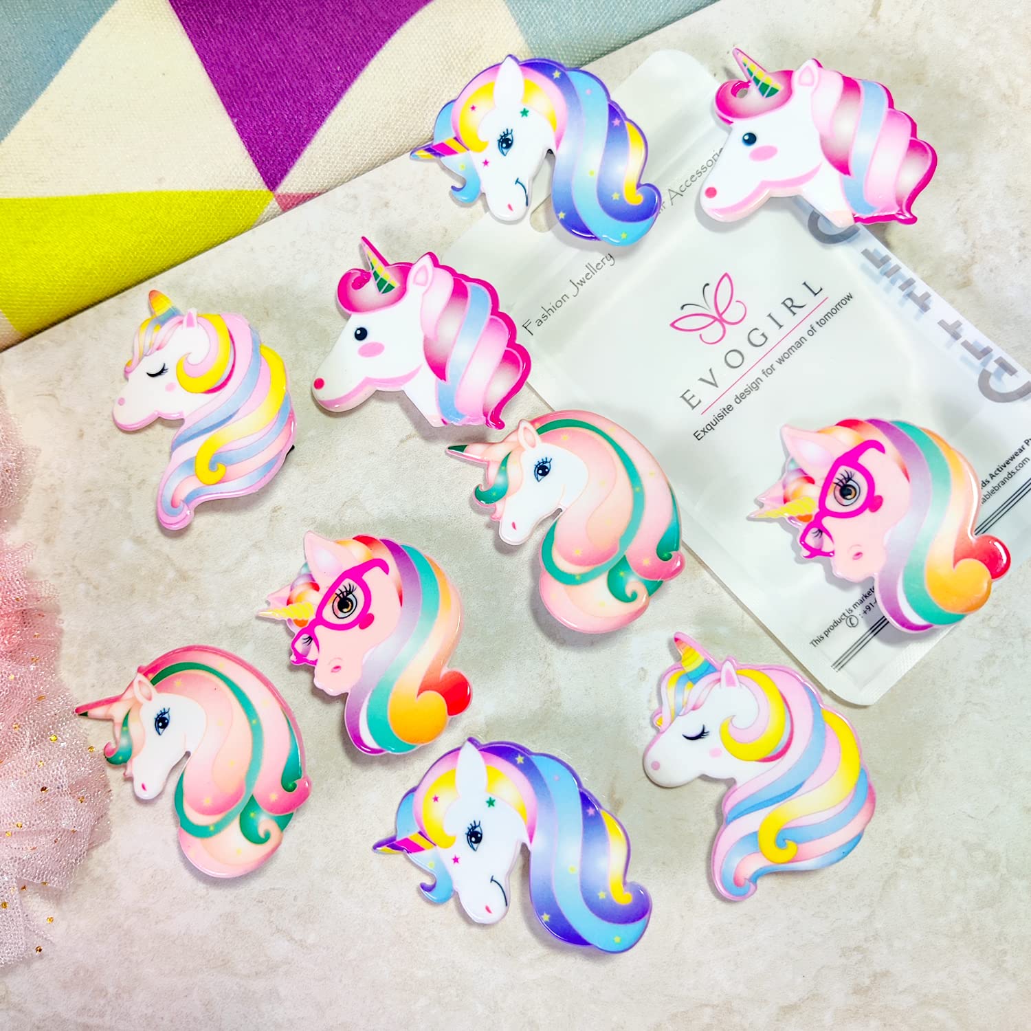 Evogirl Unicorn Sparkle Hair Clips & Hair Pins for Girls and Kids - Cute Hair Accessories for School, Parties, and Everyday Wear