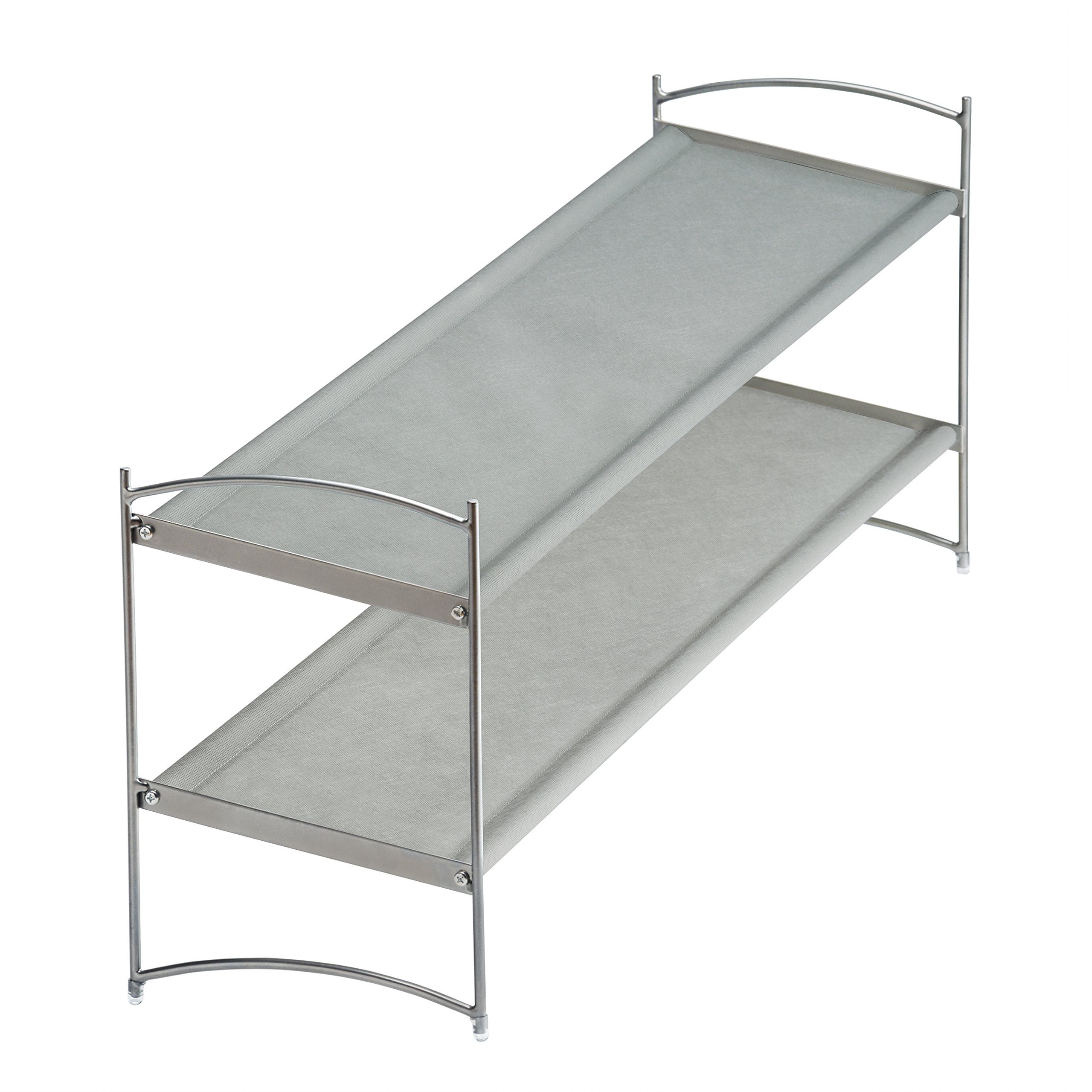 Lynk Vela 2-Tier Stackable Shoe Rack Shelf - Platinum Shoe Organizer for Closet, Entryway & Bedroom Storage - Space Saving Shoe Shelf for Sneakers, Heels & Boots