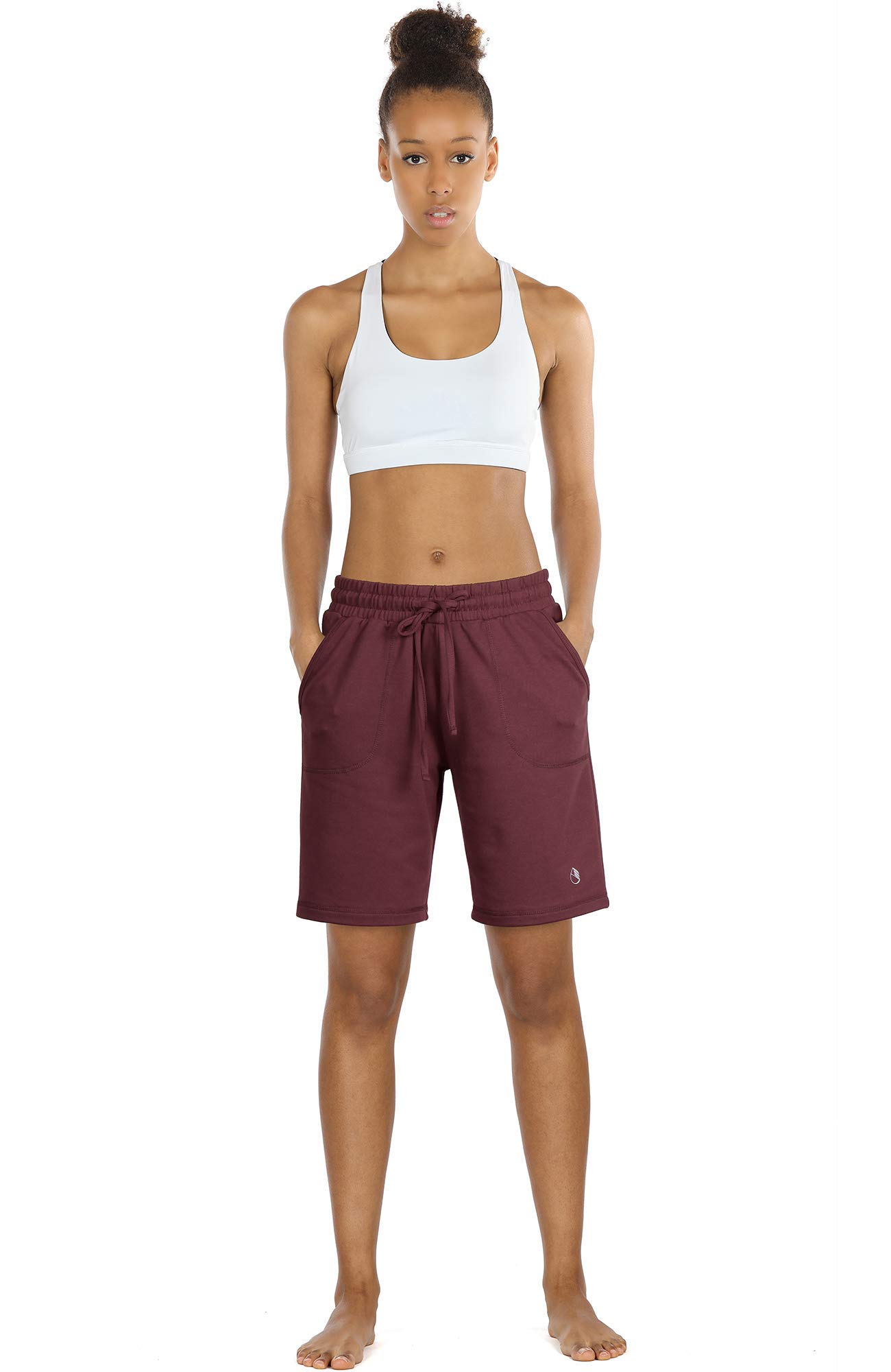 ICYzone Women's Athletic Running Yoga Shorts - High Waist Workout Active Lounge Bermuda Shorts with Pockets for Gym, Jogging & Yoga