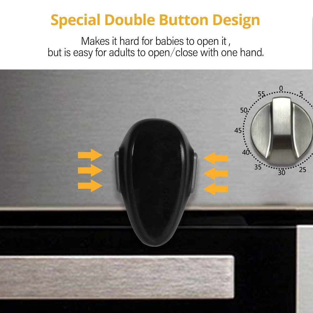 EUDEMON Childproof Oven Door Lock - 1 Pack Heat-Resistant Safety Latch for Flat Surface Ovens, No Tools or Drilling Required (Black) - Perfect for Baby Proofing Kitchen & Preventing Accidental Oven Openings