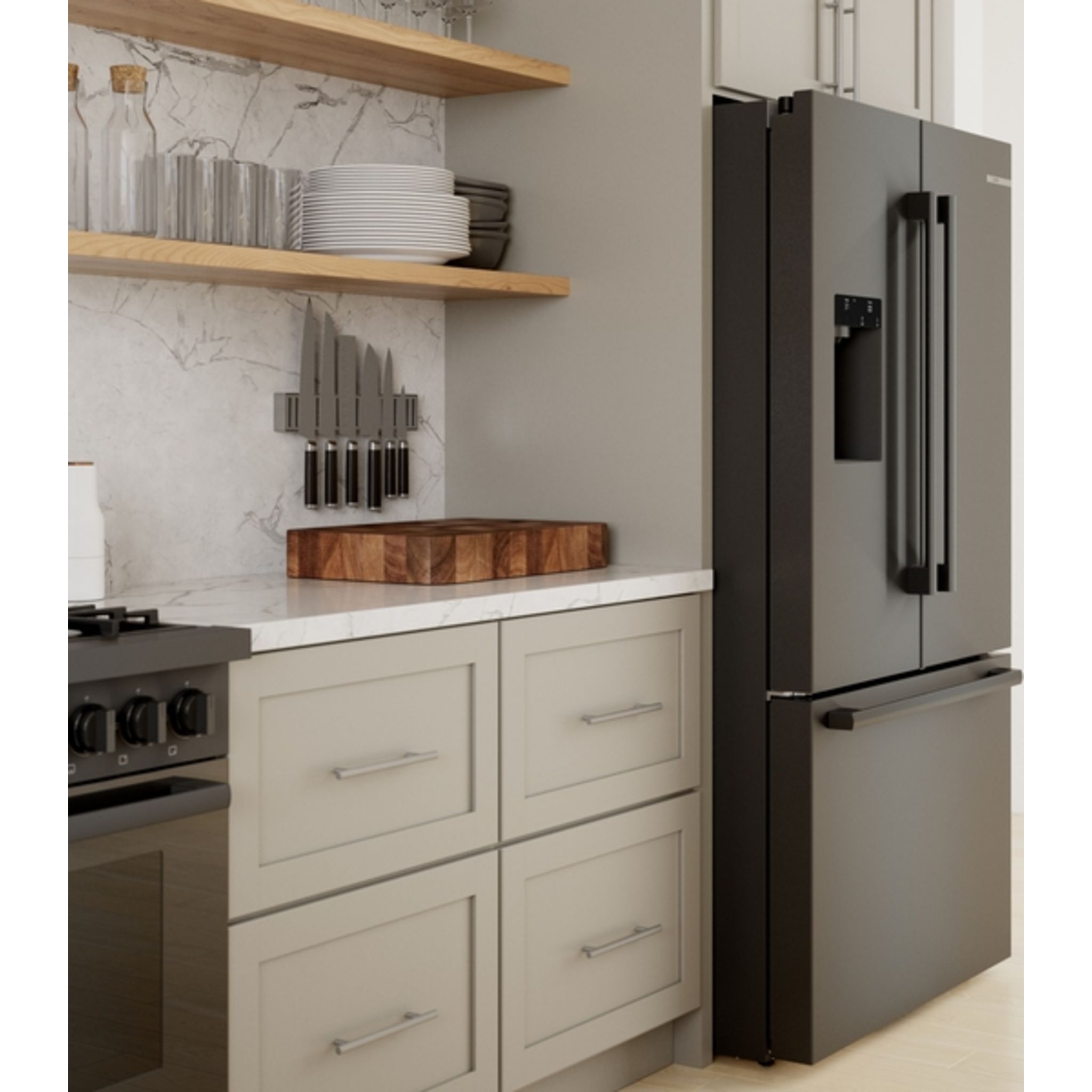 Bosch 36-Inch French Door Refrigerator (B36FD52SNB) - Black Stainless Steel, Energy Star Certified, Spacious Interior for Large Families - Perfect for Modern Kitchens & Entertaining