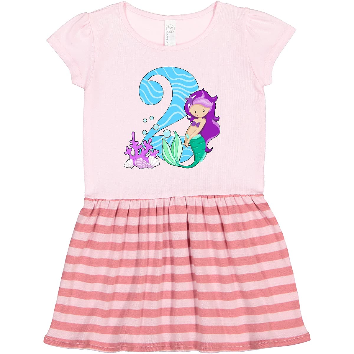 Inktastic Girls' 2nd Birthday Mermaid Toddler Dress - Cute & Comfortable Outfit for Parties, Photos & Special Occasions
