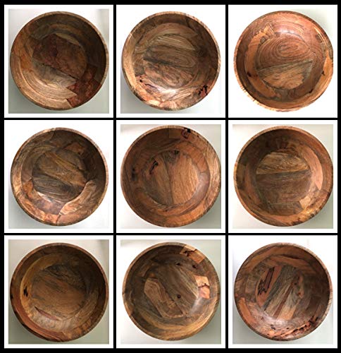 Premium 15 Inch Extra Large Wooden Salad Bowl Set with Serving Utensils - Natural Mango Wood Serving Bowl & Servers for 9 Side Salads | Perfect for Family Dinners, Parties & Entertaining Guests