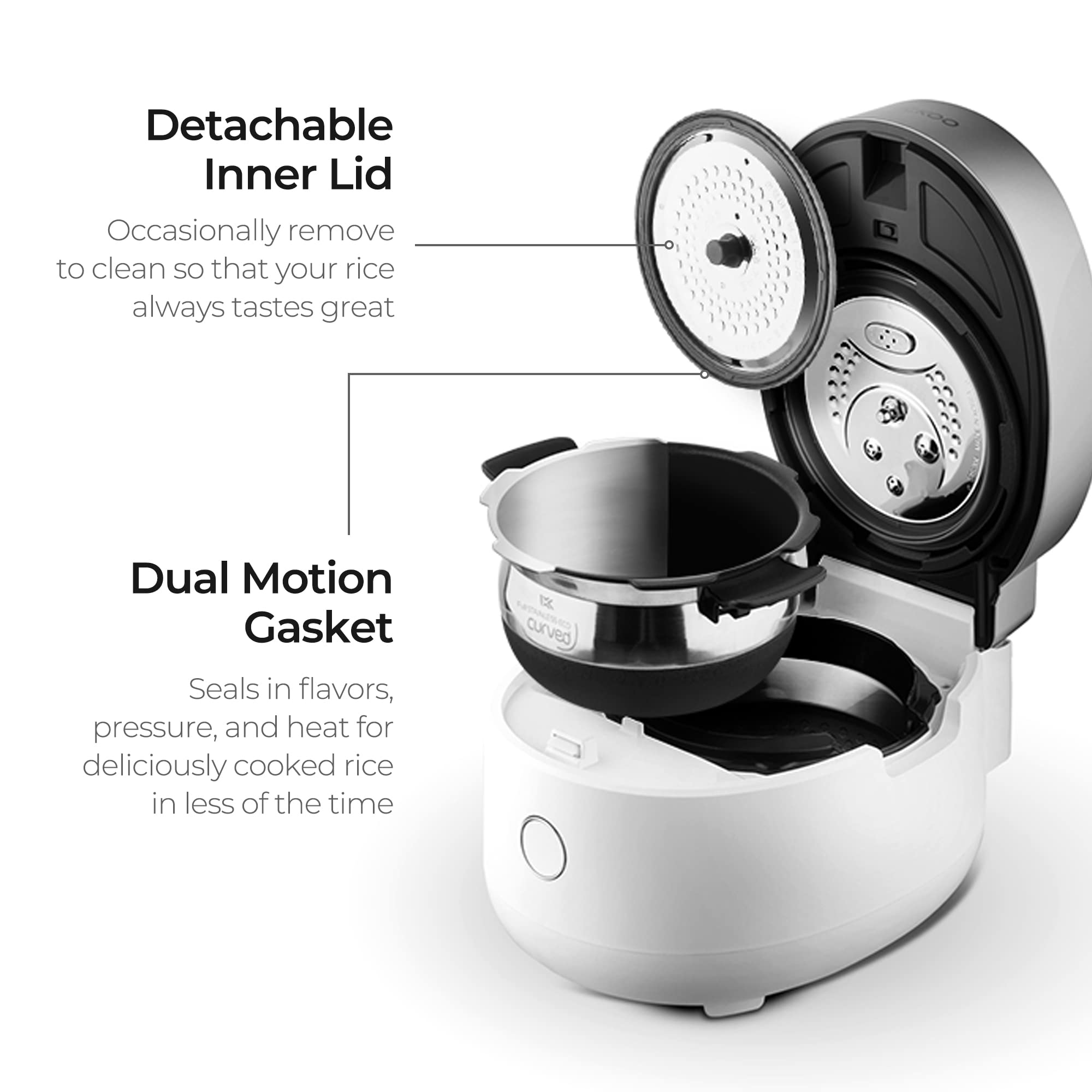 CUCKOO CRP-MHTR0309F 3-Cup Uncooked / 6-Cup Cooked Induction Heating Twin Pressure Rice Cooker with Nonstick Inner Pot - 15 Menu Modes, 3 Voice Guides & Auto Clean (White) | Perfect for Small Families, Dorm Rooms & Office Kitchens