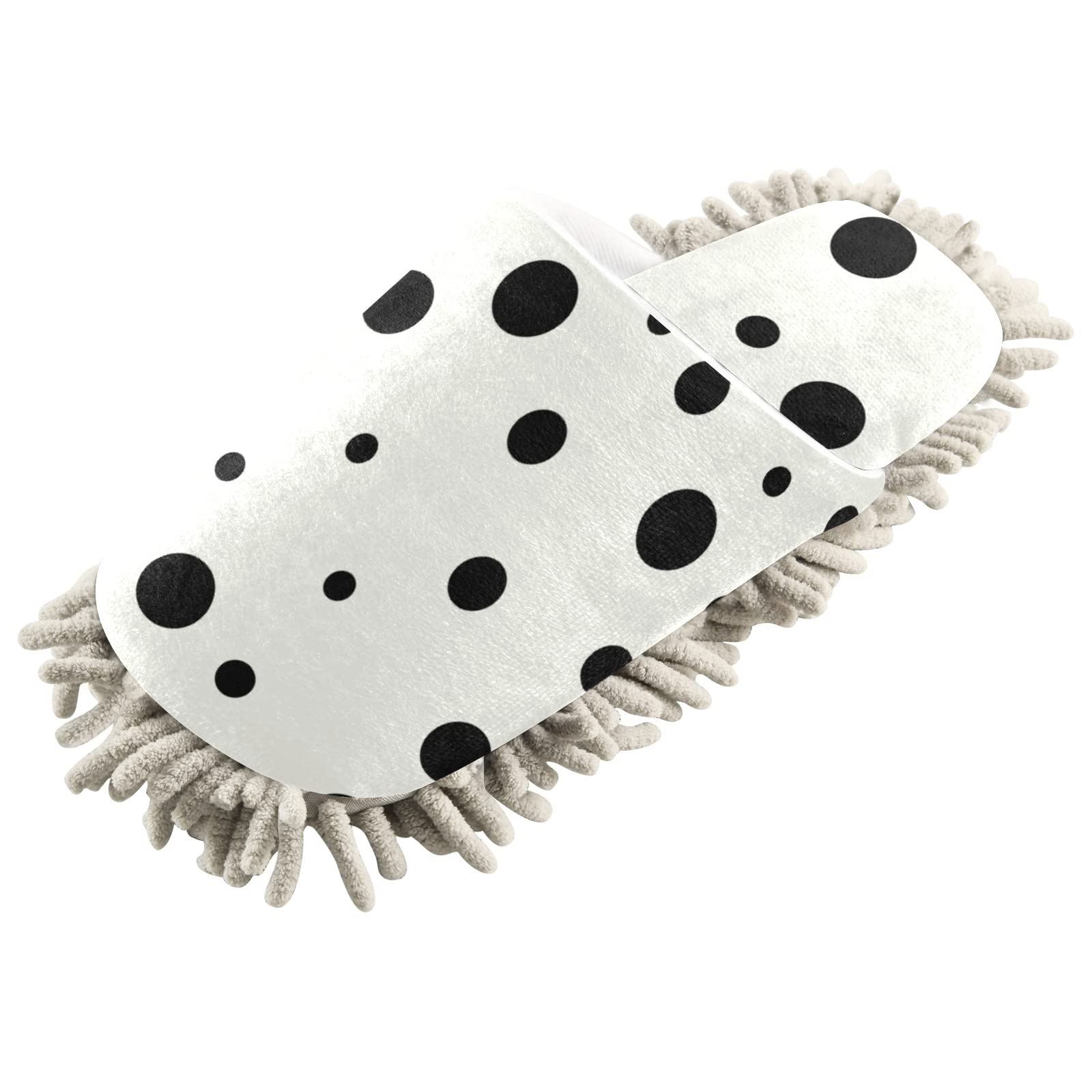 Comfortable Cow Print Mop Slippers for Women & Men - Warm House Shoes for Indoor Cleaning, Quiet Walking, US Sizes 5-8 - Perfect for Home, Office, and Pet Hair Cleaning