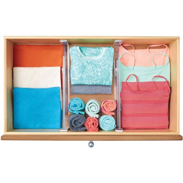Linen Adjustable Deep Drawer Organizer Divider - Expandable Storage Solution for Kitchen, Office & Bedroom Drawers