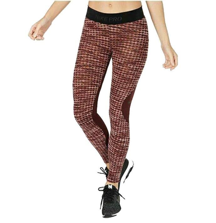 Nike Women's Pro Hyperwarm Training Tights - High Waisted Workout Leggings for Yoga, Running & Gym - Burgundy Crush/Black - Small - Cold Weather Performance & Layering